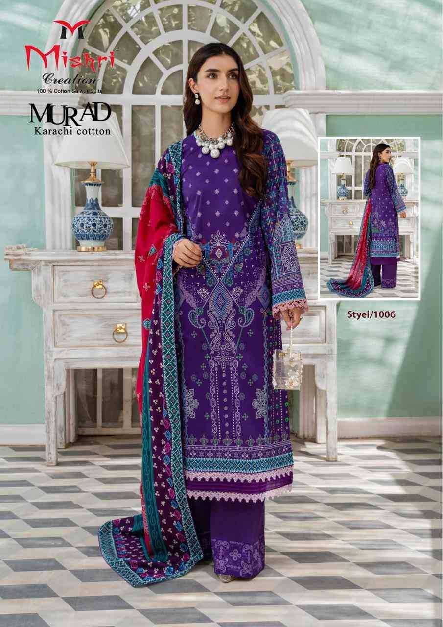 Murad By Mishri 1001 To 1006 Series Beautiful Festive Suits Colorful Stylish Fancy Casual Wear & Ethnic Wear Cotton Print Dresses At Wholesale Price