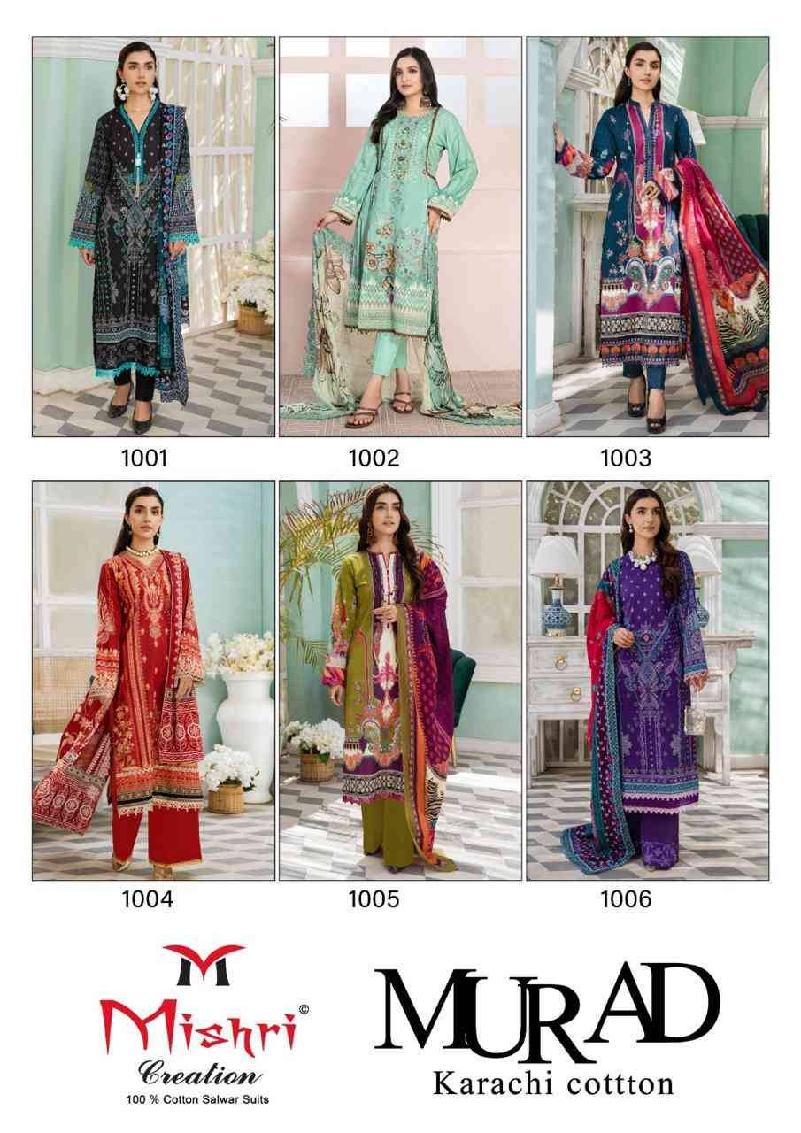 Murad By Mishri 1001 To 1006 Series Beautiful Festive Suits Colorful Stylish Fancy Casual Wear & Ethnic Wear Cotton Print Dresses At Wholesale Price