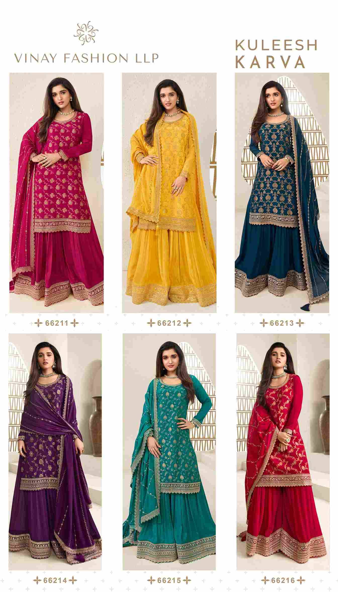 Karva By Vinay Fashion 66211 To 66216 Series Designer Festive Suits Beautiful Fancy Colorful Stylish Party Wear & Occasional Wear Chinnon Jacquard Dresses At Wholesale Price