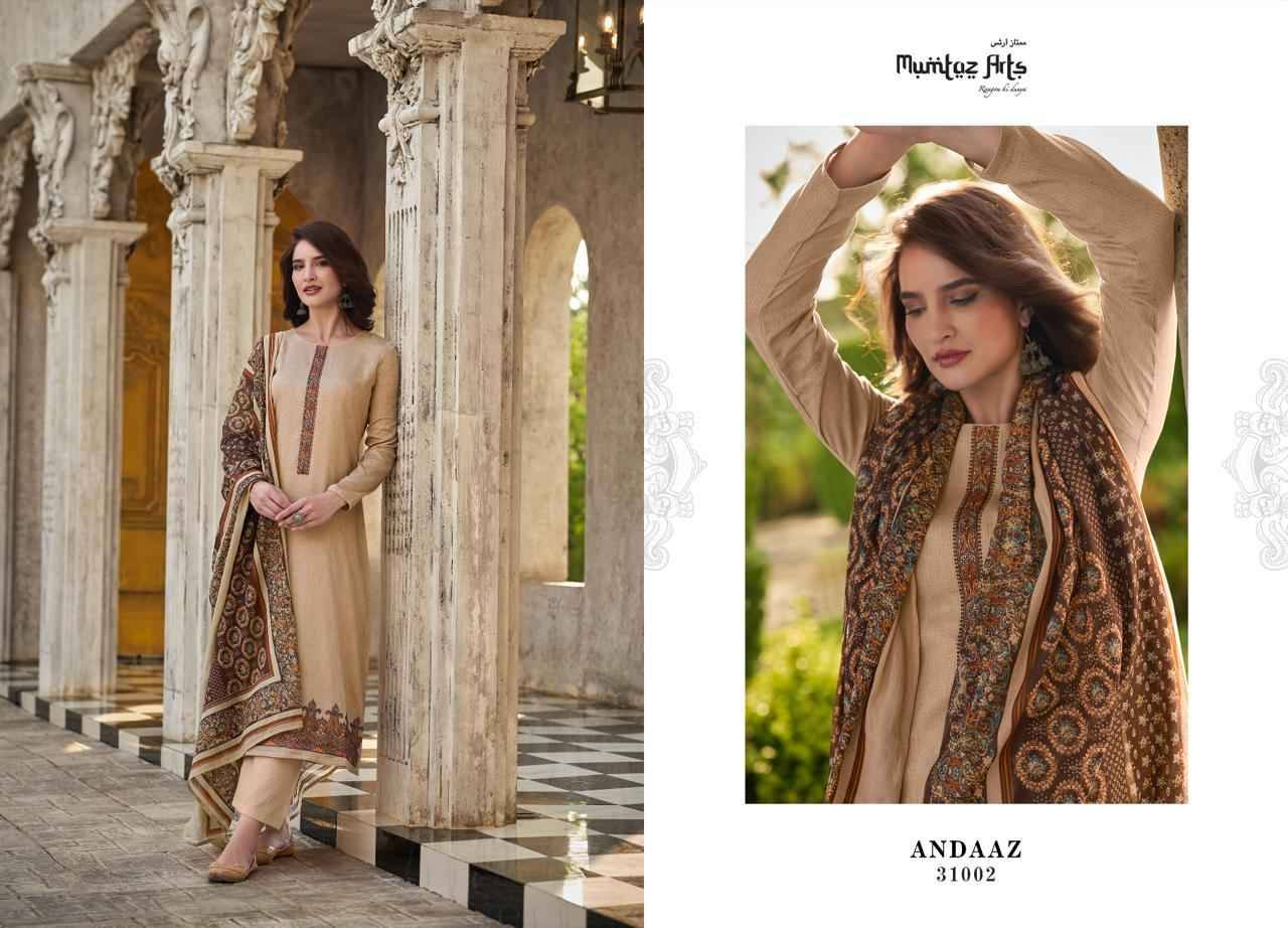 Andaaz By Mumtaz Arts 31001 To 31009 Series Beautiful Stylish Festive Suits Fancy Colorful Casual Wear & Ethnic Wear & Ready To Wear Pure Jam Satin Print Dresses At Wholesale Price
