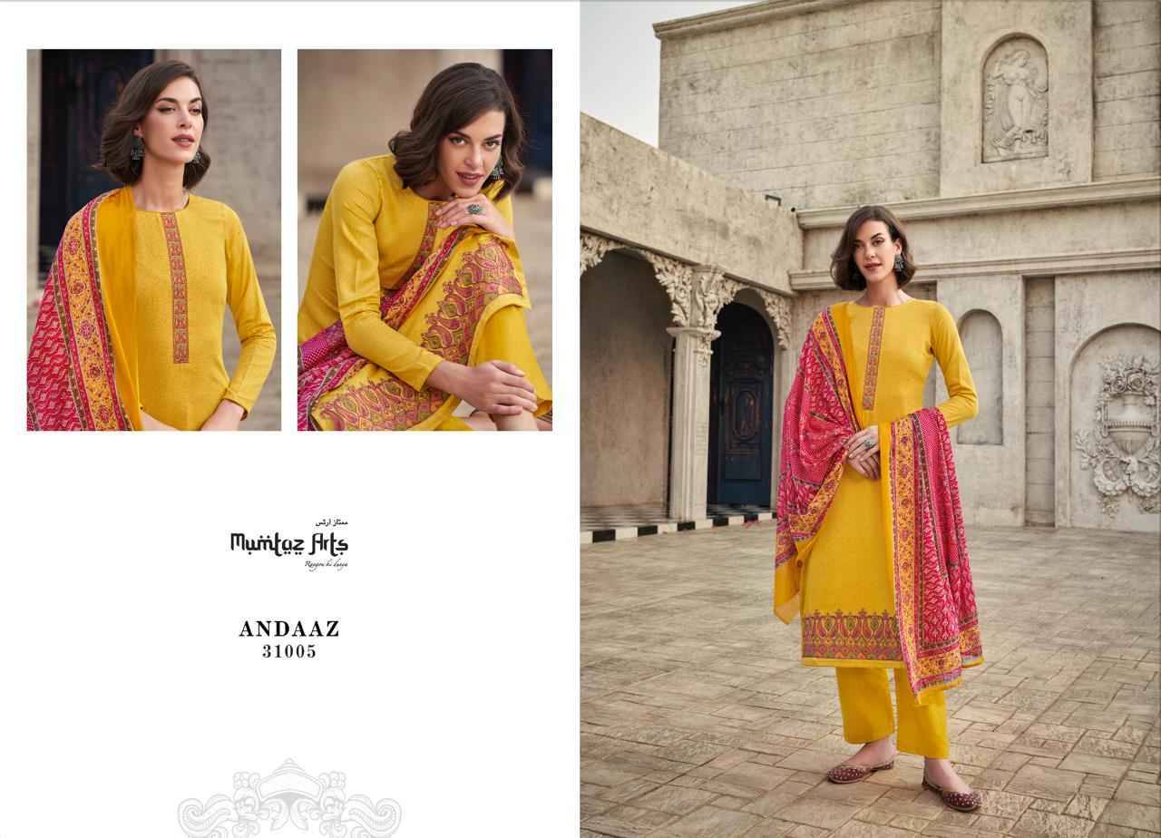 Andaaz By Mumtaz Arts 31001 To 31009 Series Beautiful Stylish Festive Suits Fancy Colorful Casual Wear & Ethnic Wear & Ready To Wear Pure Jam Satin Print Dresses At Wholesale Price