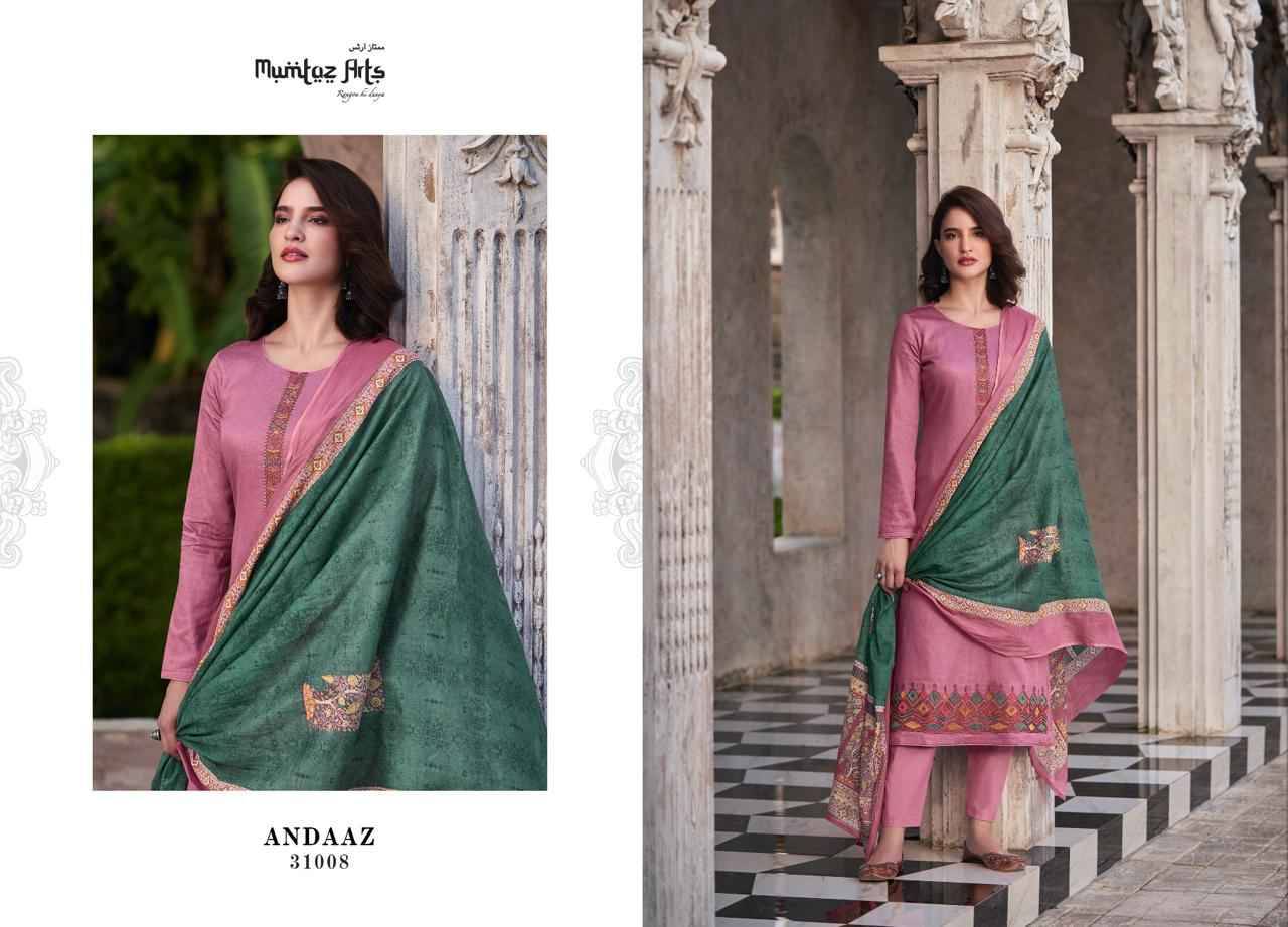 Andaaz By Mumtaz Arts 31001 To 31009 Series Beautiful Stylish Festive Suits Fancy Colorful Casual Wear & Ethnic Wear & Ready To Wear Pure Jam Satin Print Dresses At Wholesale Price