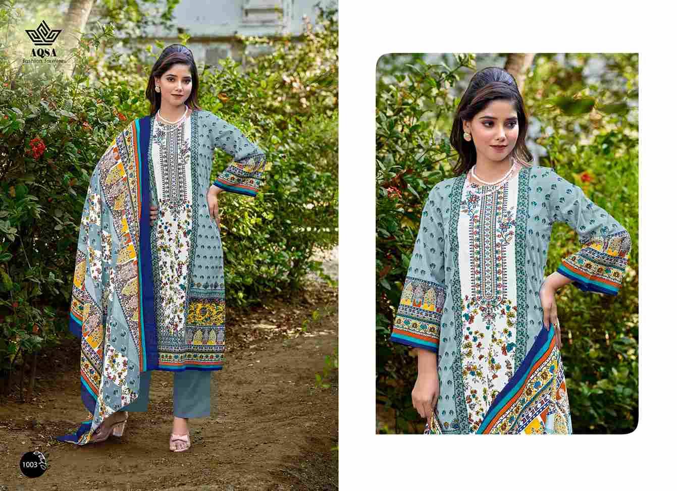 Jashn By Aqsa 1001 To 1006 Series Beautiful Festive Suits Stylish Fancy Colorful Casual Wear & Ethnic Wear Cambric Cotton Print Dresses At Wholesale Price
