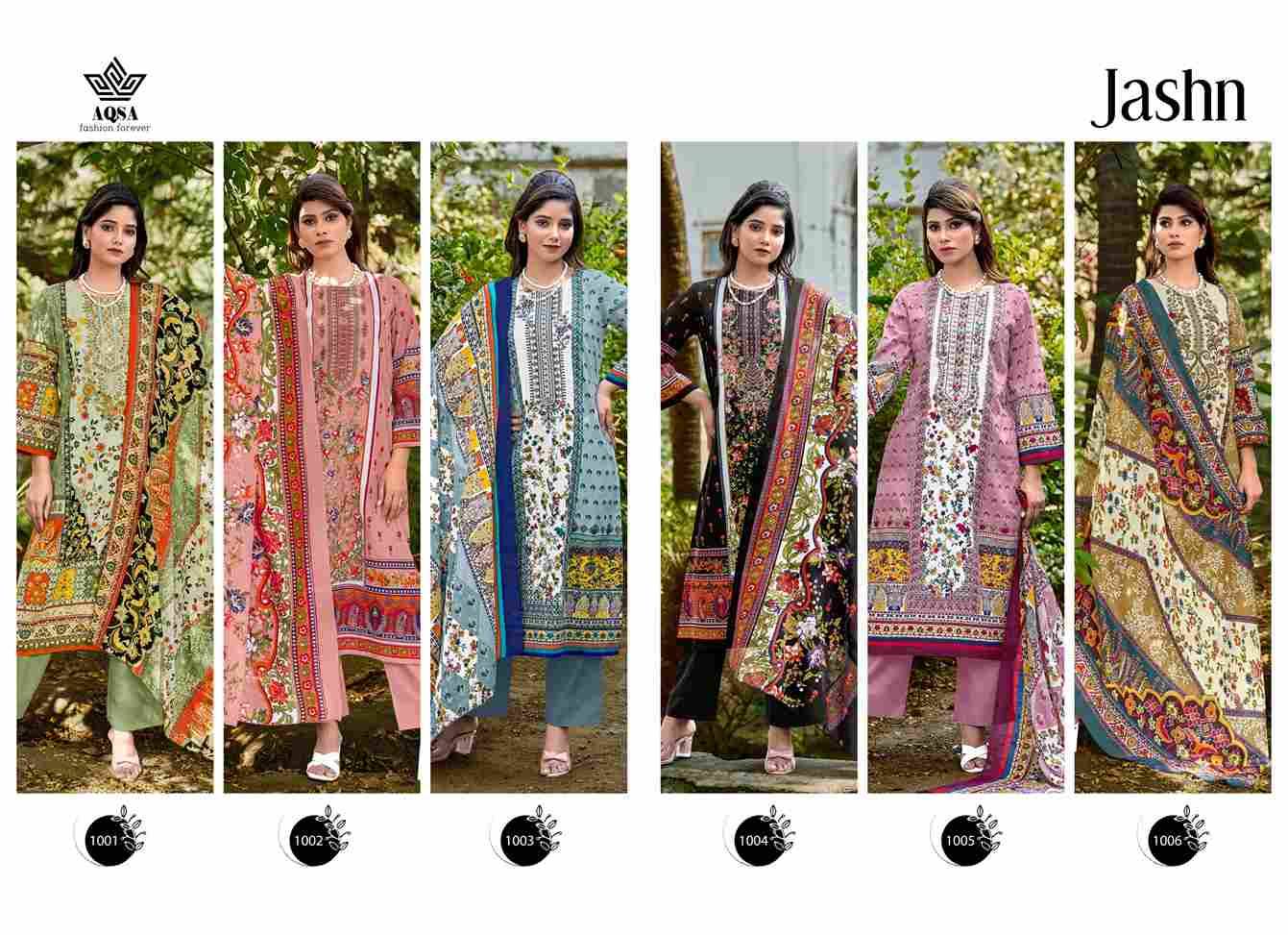 Jashn By Aqsa 1001 To 1006 Series Beautiful Festive Suits Stylish Fancy Colorful Casual Wear & Ethnic Wear Cambric Cotton Print Dresses At Wholesale Price