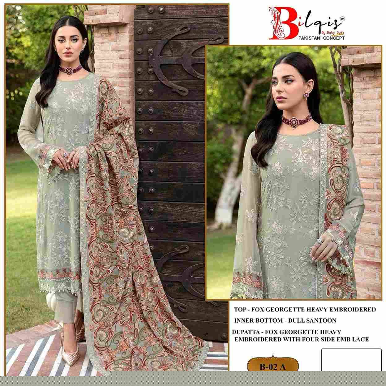 Bilqis 02 Colours By Bilqis 02-A To 02-D Beautiful Pakistani Suits Colorful Stylish Fancy Casual Wear & Ethnic Wear Faux Georgette Embroidered Dresses At Wholesale Price