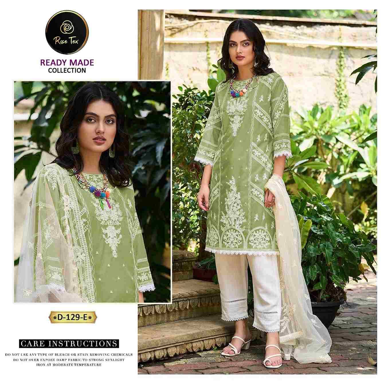 Rose Tex 129 Colours By Rose Tex 128-B To 129-E Series Beautiful Stylish Pakistani Suits Fancy Colorful Casual Wear & Ethnic Wear & Ready To Wear Pure Organza Dresses At Wholesale Price