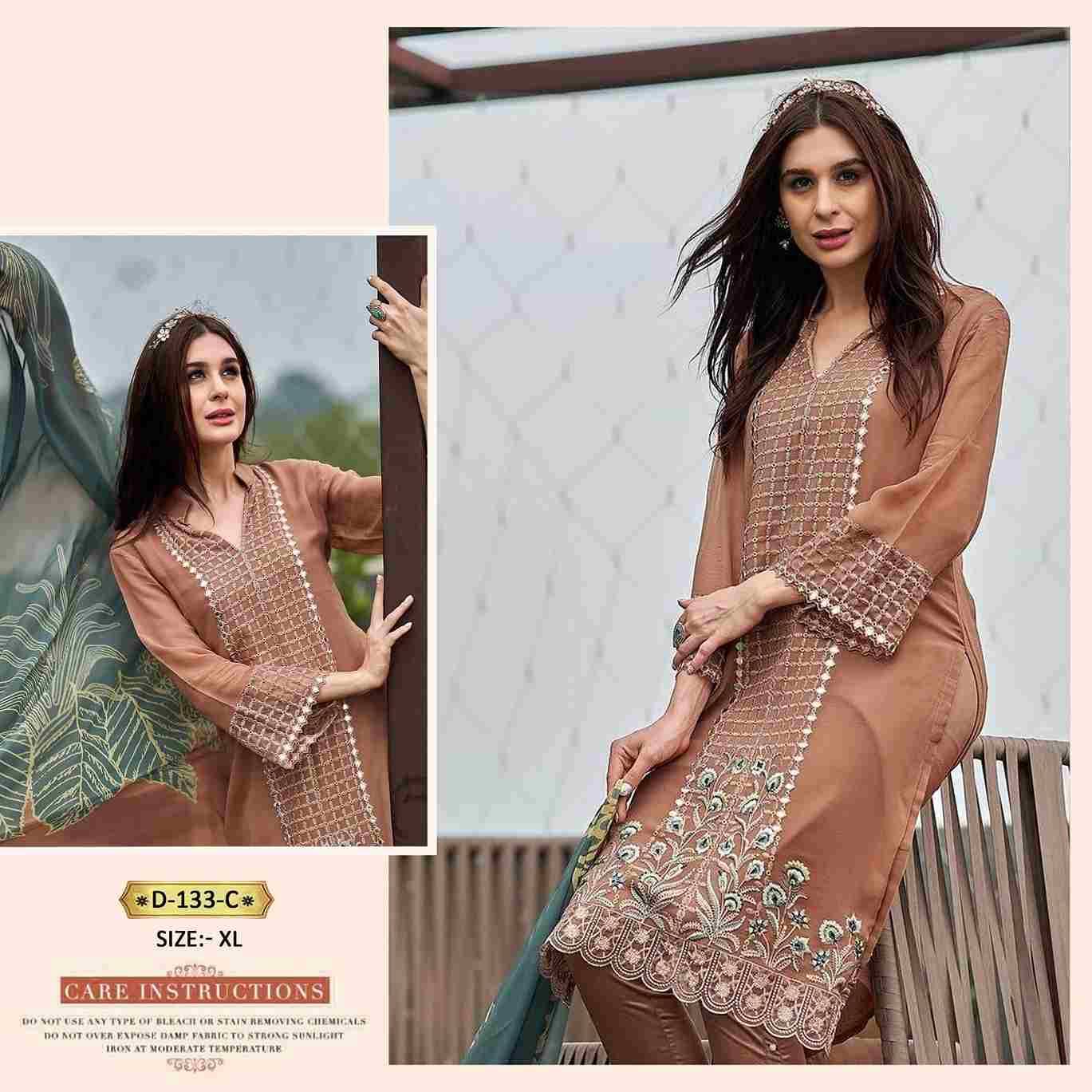 Rose Tex 133 Colours By Rose Tex 133-A To 133-C Series Beautiful Stylish Pakistani Suits Fancy Colorful Casual Wear & Ethnic Wear & Ready To Wear Faux Georgette Dresses At Wholesale Price