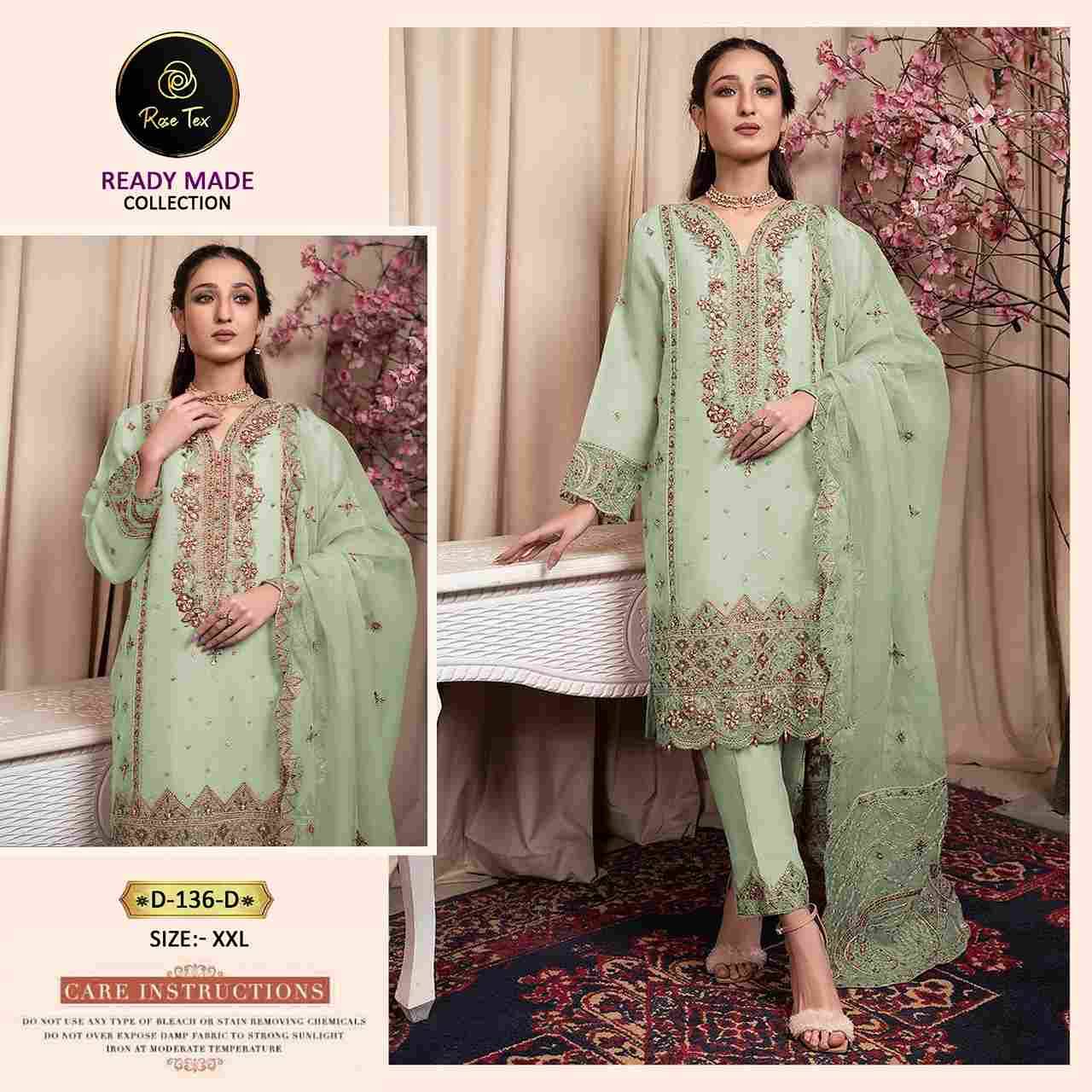 Rose Tex 136 Colours By Rose Tex 136-A To 136-D Series Beautiful Stylish Pakistani Suits Fancy Colorful Casual Wear & Ethnic Wear & Ready To Wear Pure Organza Dresses At Wholesale Price
