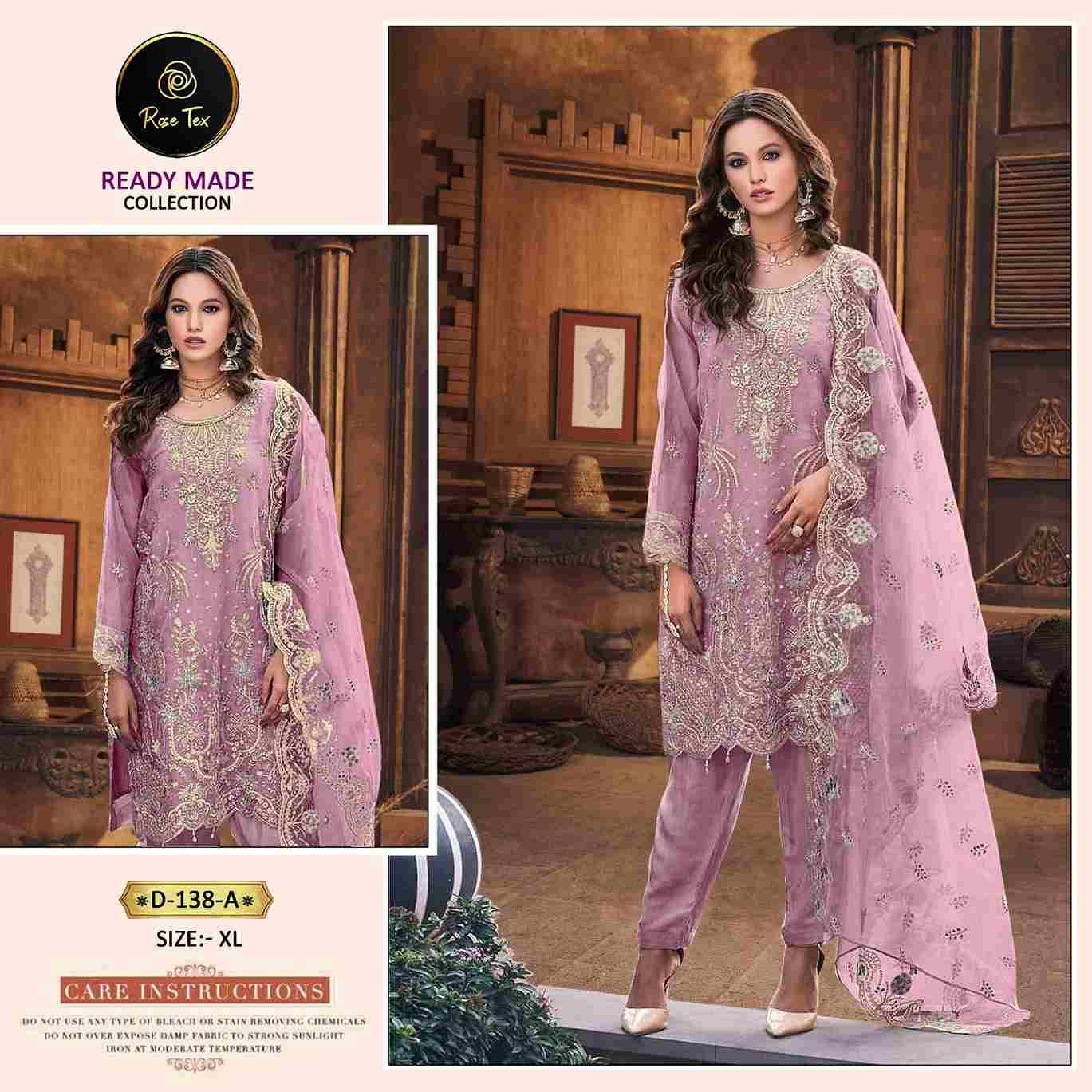 Rose Tex 138 Colours By Rose Tex 138-A To 138-D Series Beautiful Stylish Pakistani Suits Fancy Colorful Casual Wear & Ethnic Wear & Ready To Wear Pure Organza Dresses At Wholesale Price