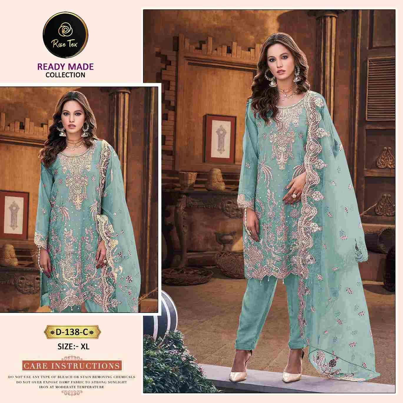 Rose Tex 138 Colours By Rose Tex 138-A To 138-D Series Beautiful Stylish Pakistani Suits Fancy Colorful Casual Wear & Ethnic Wear & Ready To Wear Pure Organza Dresses At Wholesale Price
