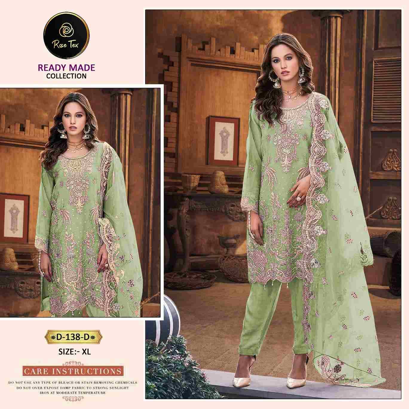 Rose Tex 138 Colours By Rose Tex 138-A To 138-D Series Beautiful Stylish Pakistani Suits Fancy Colorful Casual Wear & Ethnic Wear & Ready To Wear Pure Organza Dresses At Wholesale Price
