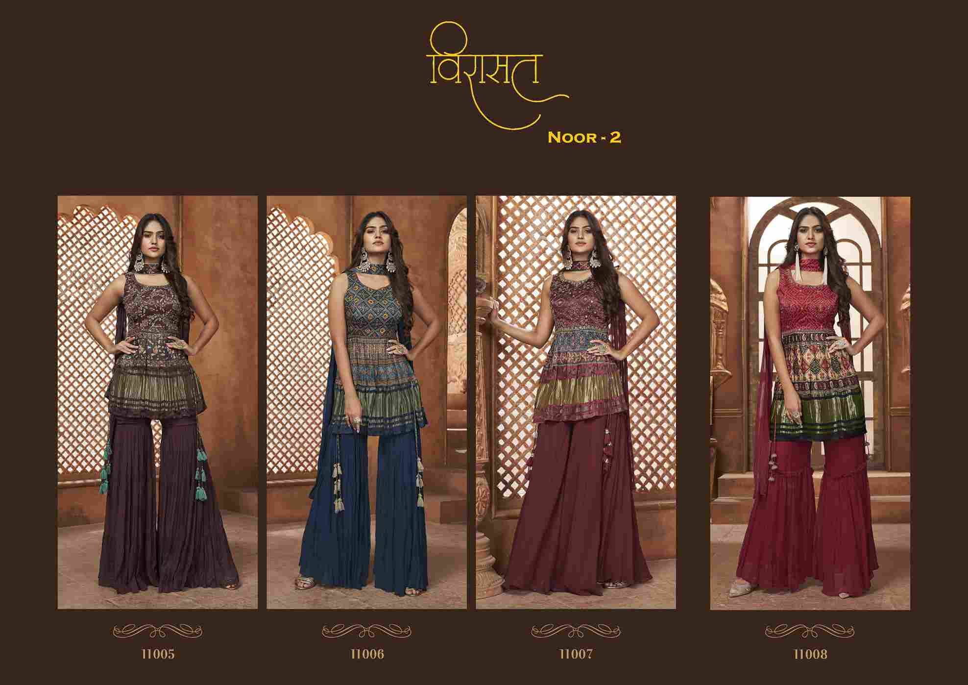 Noor Vol-2 By Virasat 11005 To 11008 Series Beautiful Sharara Suits Colorful Stylish Fancy Casual Wear & Ethnic Wear Fancy Dresses At Wholesale Price
