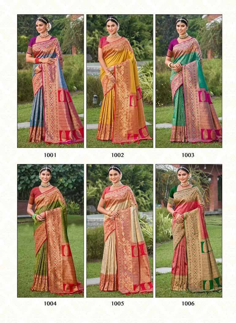 Gauri Priya By Bunawat 1001 To 1006 Series Indian Traditional Wear Collection Beautiful Stylish Fancy Colorful Party Wear & Occasional Wear Pure Silk Sarees At Wholesale Price