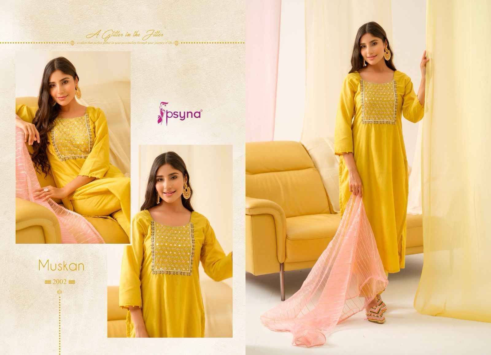 Muskan Vol-2 By Psyna 2001 To 2006 Series Beautiful Festive Suits Colorful Stylish Fancy Casual Wear & Ethnic Wear Viscose Chanderi Dresses At Wholesale Price