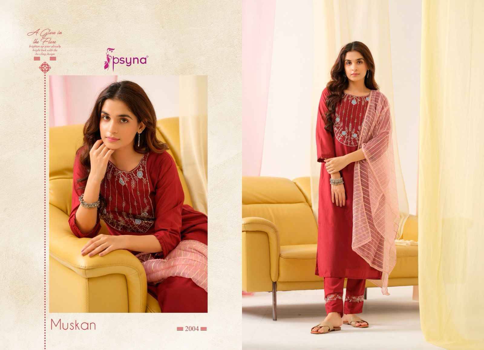 Muskan Vol-2 By Psyna 2001 To 2006 Series Beautiful Festive Suits Colorful Stylish Fancy Casual Wear & Ethnic Wear Viscose Chanderi Dresses At Wholesale Price