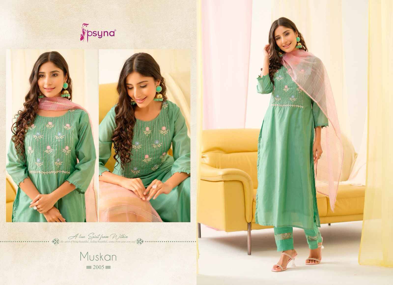 Muskan Vol-2 By Psyna 2001 To 2006 Series Beautiful Festive Suits Colorful Stylish Fancy Casual Wear & Ethnic Wear Viscose Chanderi Dresses At Wholesale Price