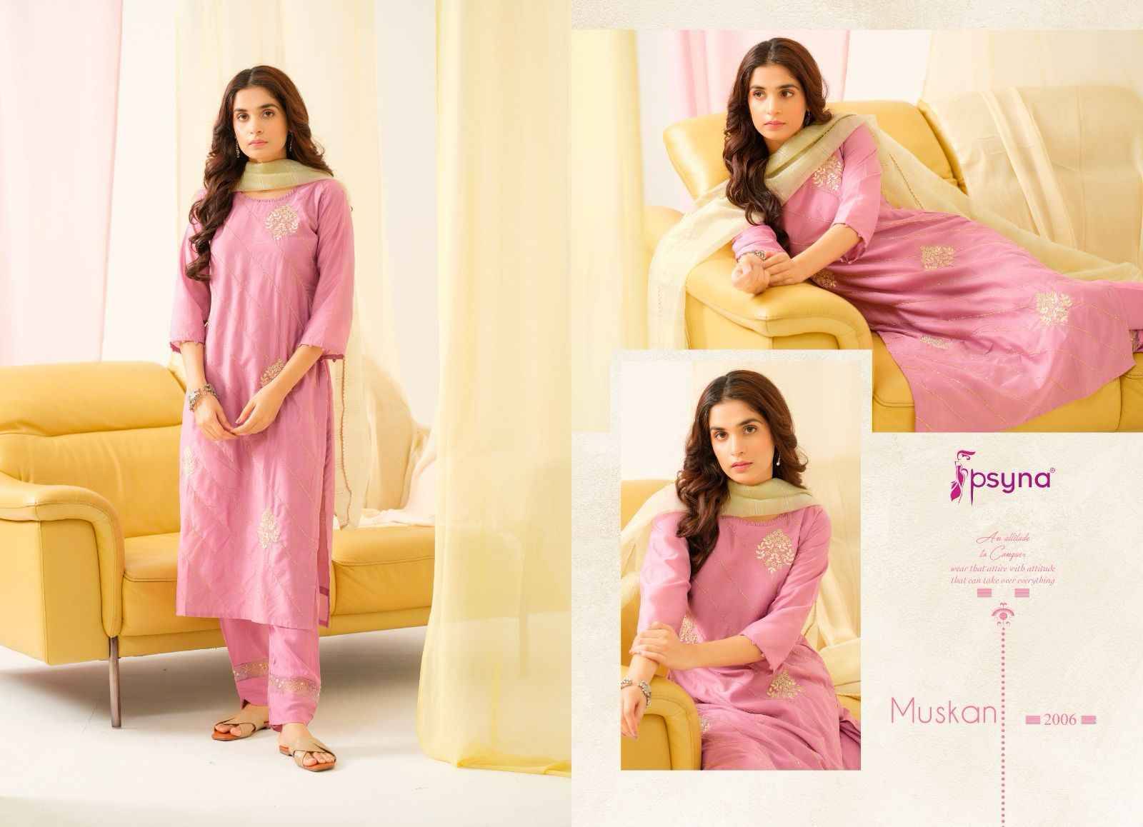 Muskan Vol-2 By Psyna 2001 To 2006 Series Beautiful Festive Suits Colorful Stylish Fancy Casual Wear & Ethnic Wear Viscose Chanderi Dresses At Wholesale Price