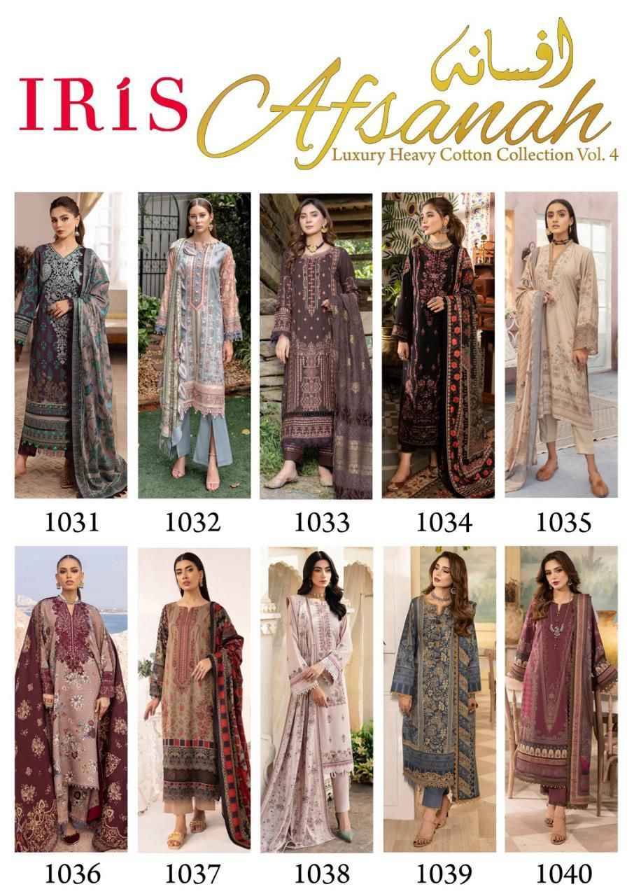 Afsanah Vol-4 By Iris 1031 To 1040 Series Designer Festive Suits Beautiful Stylish Fancy Colorful Party Wear & Occasional Wear Pure Cotton Print Dresses At Wholesale Price