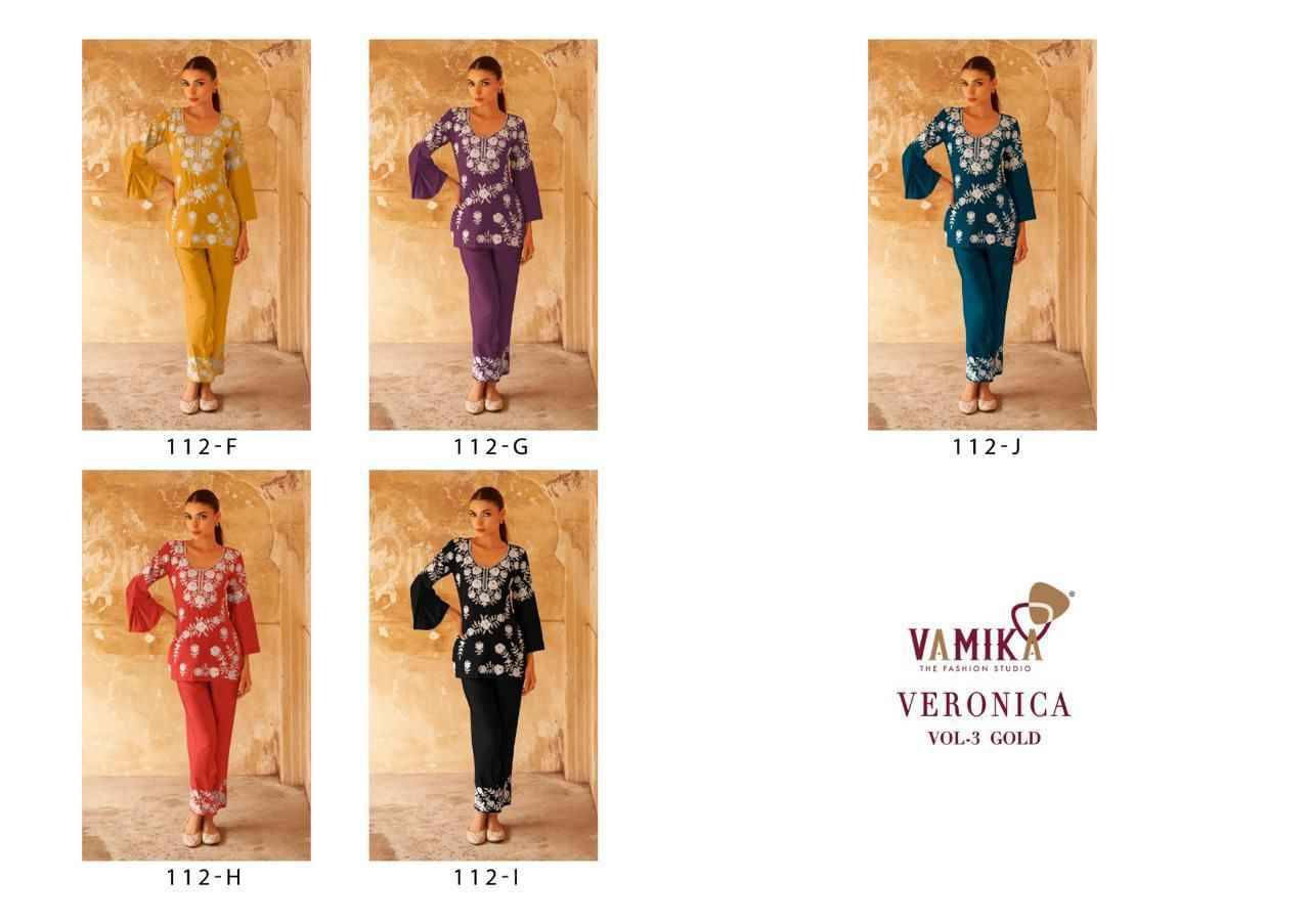 Veronica Vol-3 Gold By Vamika 112-F To 112-J Series Designer Stylish Fancy Colorful Beautiful Casual Wear & Ethnic Wear Heavy Rayon Kurtis At Wholesale Price