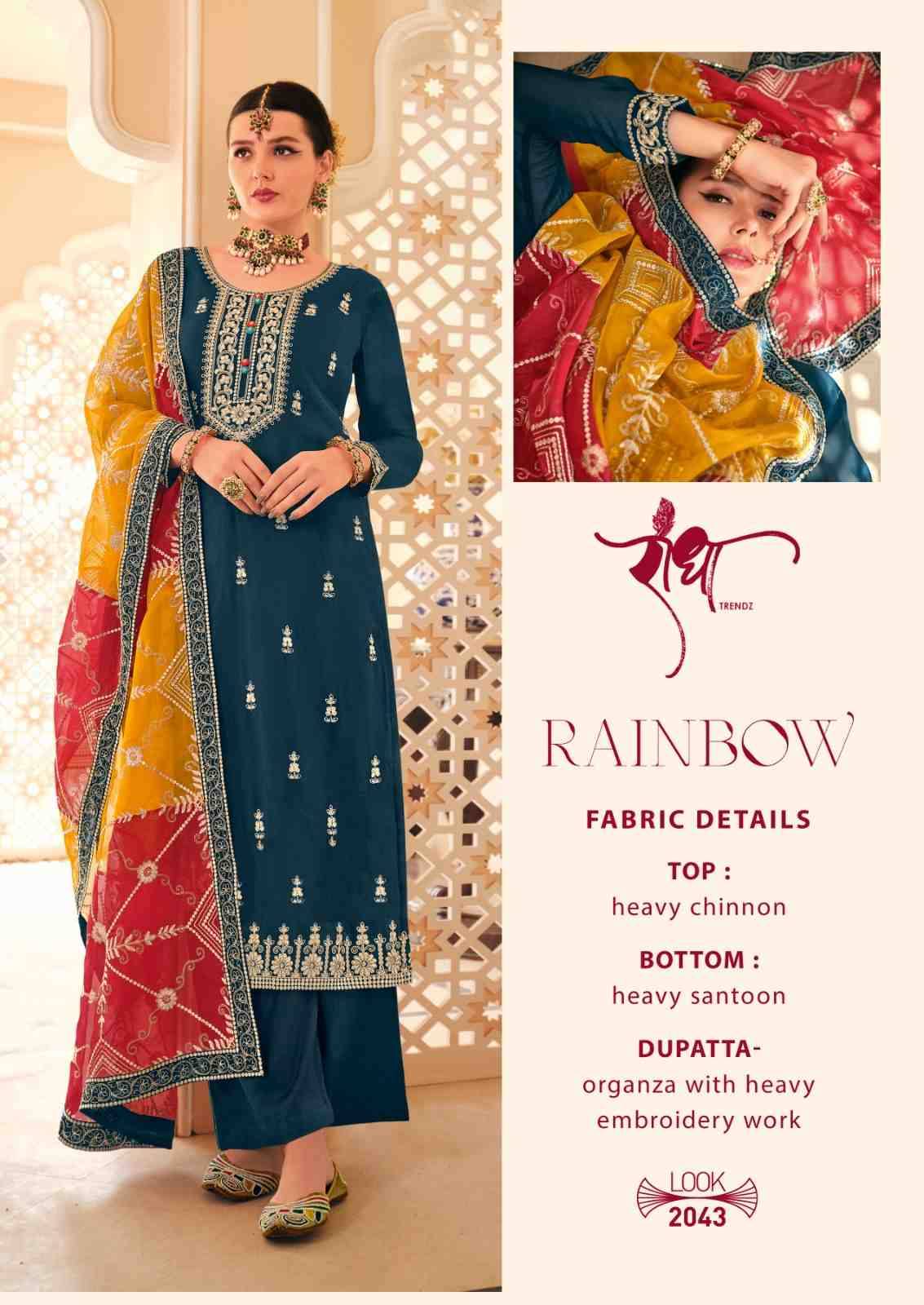 Rainbow By Radha Trendz 2041 To 2044 Series Beautiful Festive Suits Colorful Stylish Fancy Casual Wear & Ethnic Wear Chinnon Embroidered Dresses At Wholesale Price