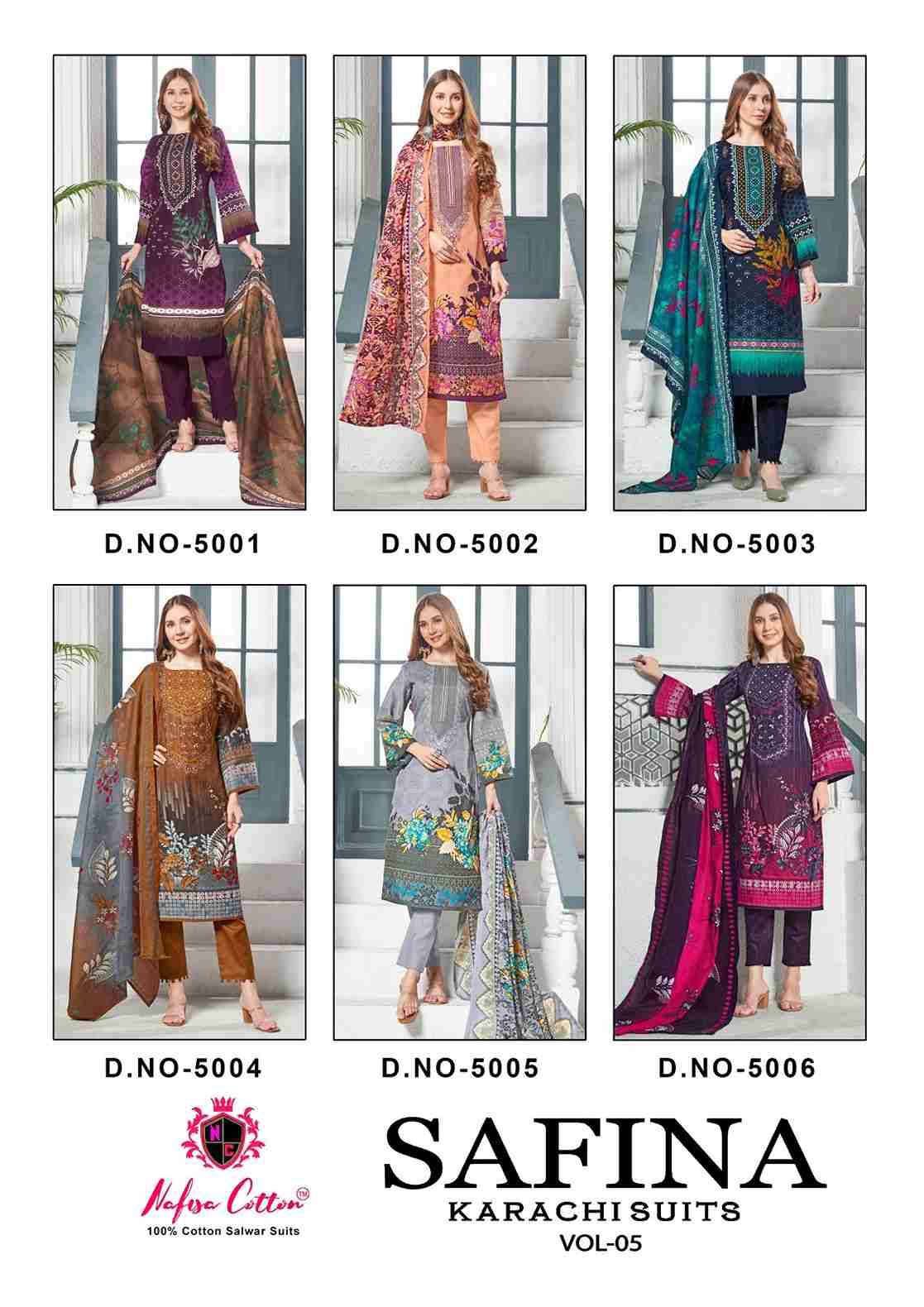 Safina Vol-5 By Nafisa Cotton 5001 To 5006 Series Beautiful Pakistani Suits Stylish Fancy Colorful Party Wear & Occasional Wear Pure Cotton Dresses At Wholesale Price