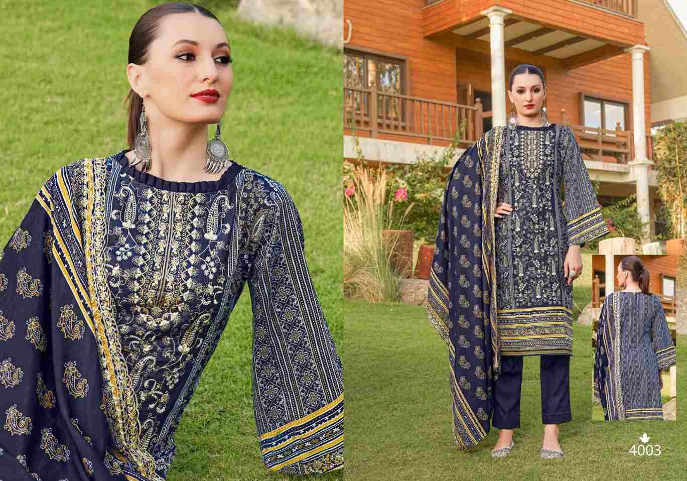 Bin Saeed Vol-4 By Majesty 4001 To 4005 Series Pakistani Suits Beautiful Fancy Colorful Stylish Party Wear & Occasional Wear Cambric Cotton With Embroidery Dresses At Wholesale Price