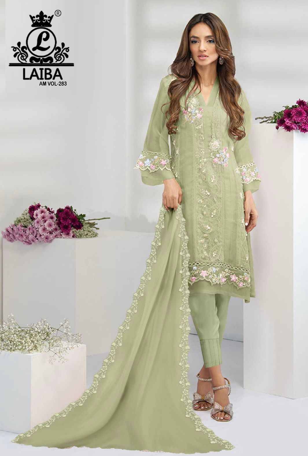 AM Vol-283 By Laiba 283-A To 283-C Series Beautiful Pakistani Suits Colorful Stylish Fancy Casual Wear & Ethnic Wear Pure Georgette Embroidered Dresses At Wholesale Price