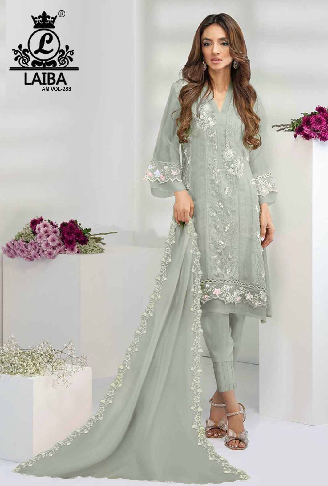 AM Vol-283 By Laiba 283-A To 283-C Series Beautiful Pakistani Suits Colorful Stylish Fancy Casual Wear & Ethnic Wear Pure Georgette Embroidered Dresses At Wholesale Price
