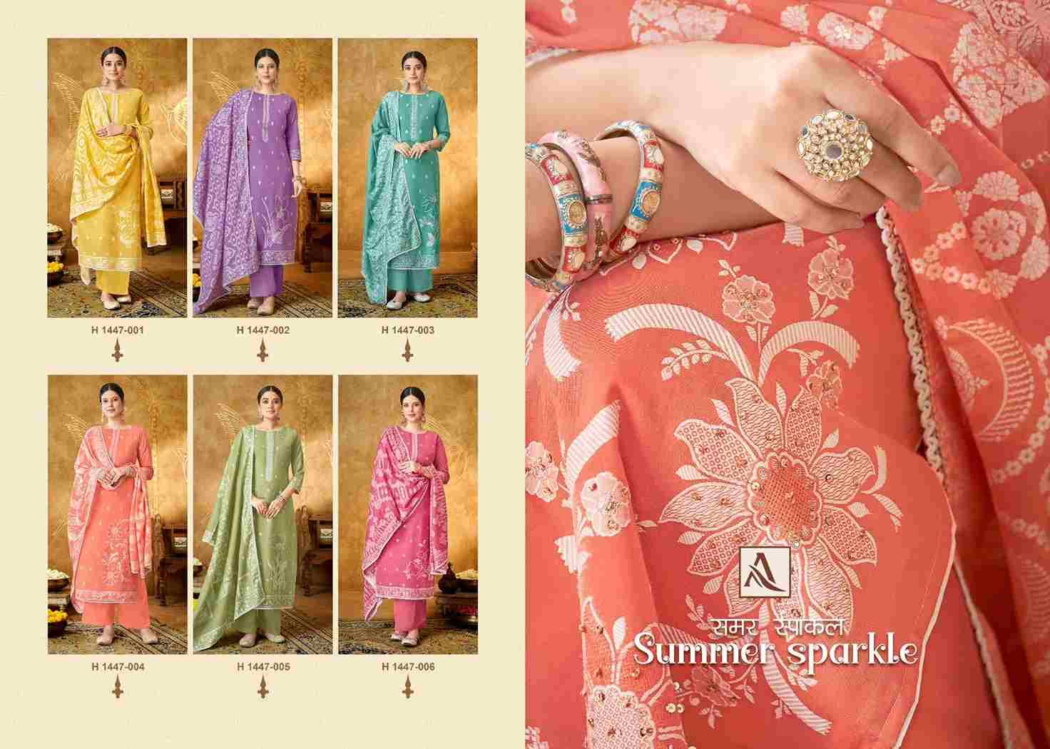 Summer Sparkle By Alok Suit 1447-001 To 1447-006 Series Indian Traditional Wear Collection Beautiful Stylish Fancy Colorful Party Wear & Wear Premium Cotton Jacquard Dress At Wholesale Price