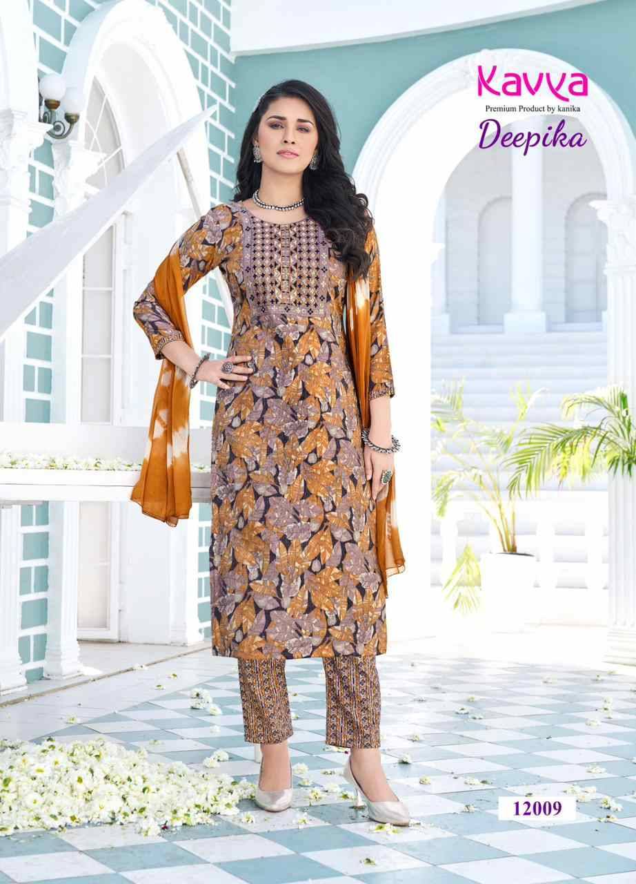 Deepika Vol-12 By Kavya 12001 To 12010 Series Beautiful Festive Suits Colorful Stylish Fancy Casual Wear & Ethnic Wear Capsule Print Dresses At Wholesale Price