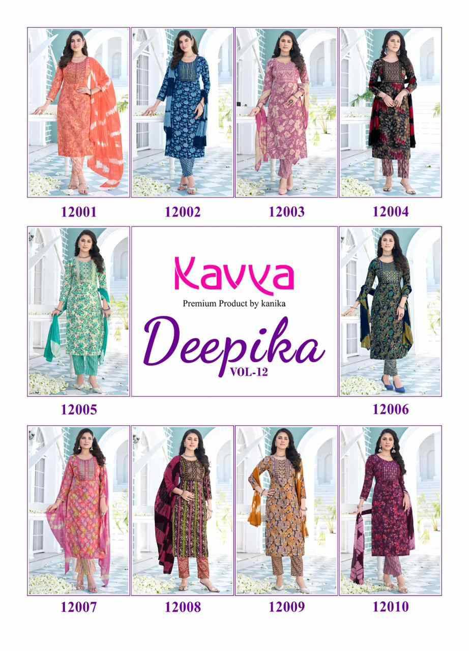 Deepika Vol-12 By Kavya 12001 To 12010 Series Beautiful Festive Suits Colorful Stylish Fancy Casual Wear & Ethnic Wear Capsule Print Dresses At Wholesale Price