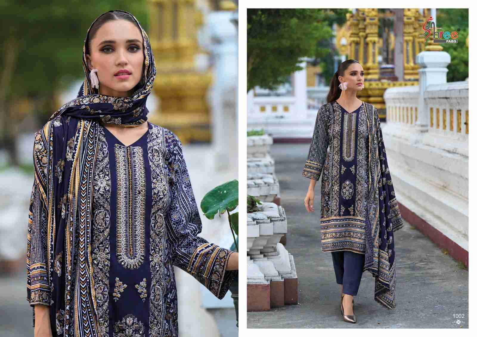 Riwayat Premium Embroidered Lawn Collection By Shree Fabs 1001 To 1005 Series Designer Festive Suits Collection Beautiful Stylish Fancy Colorful Party Wear & Occasional Wear Pure Lawn Cotton Embroidered Dresses At Wholesale Price