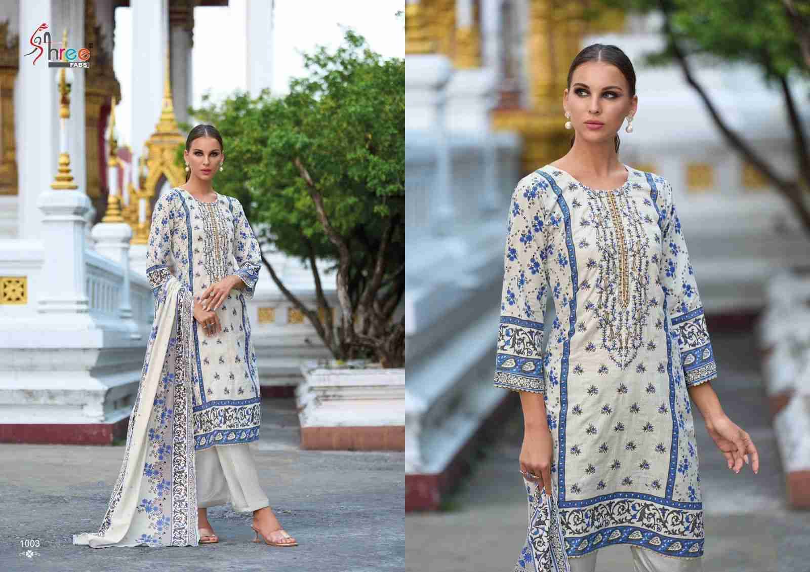 Riwayat Premium Embroidered Lawn Collection By Shree Fabs 1001 To 1005 Series Designer Festive Suits Collection Beautiful Stylish Fancy Colorful Party Wear & Occasional Wear Pure Lawn Cotton Embroidered Dresses At Wholesale Price