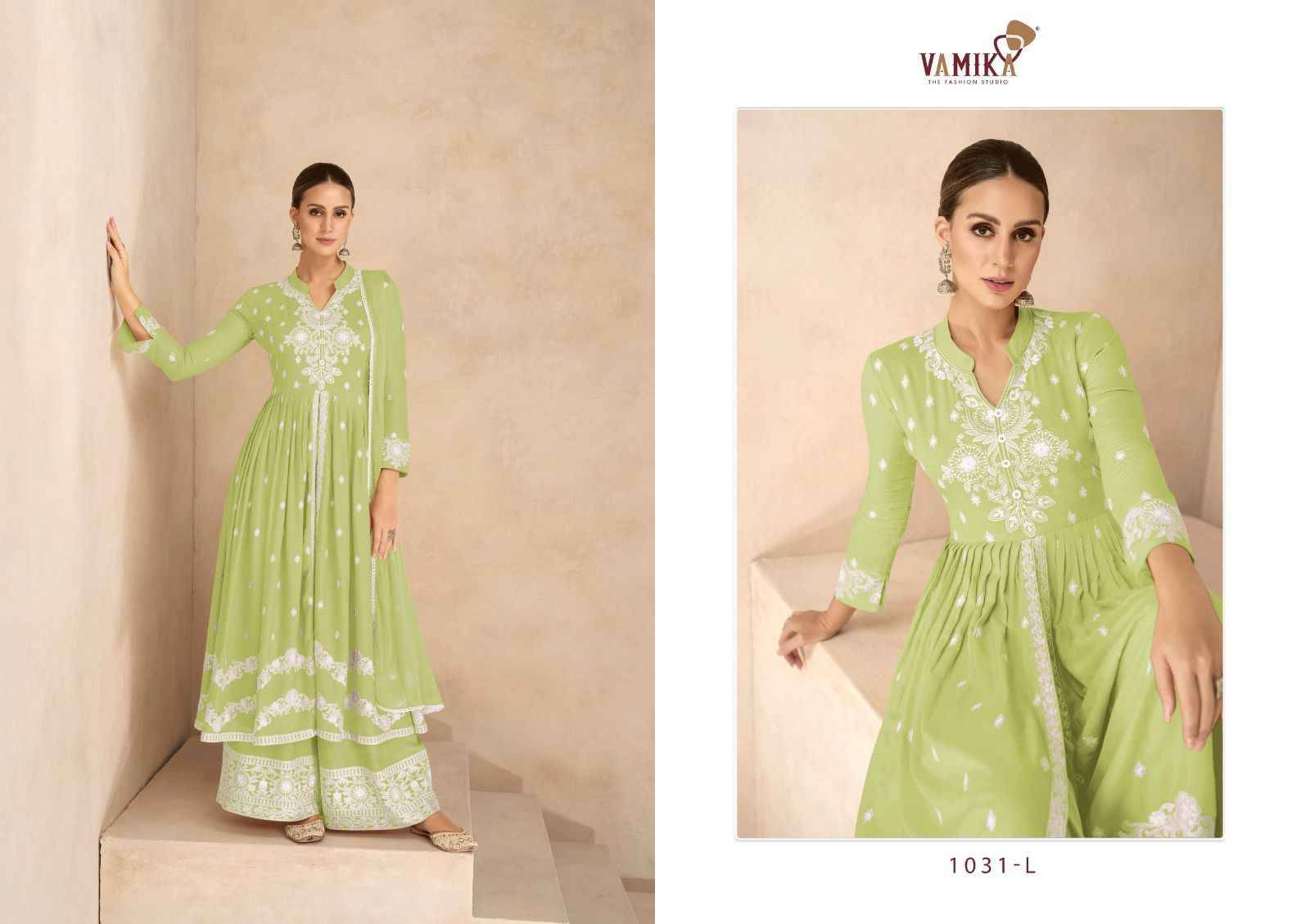Lakhnavi Vol-6 Hit List By Vamika 1031-K To 1031-O Series Beautiful Stylish Sharara Suits Fancy Colorful Casual Wear & Ethnic Wear & Ready To Wear Pure Rayon Printed Dresses At Wholesale Price