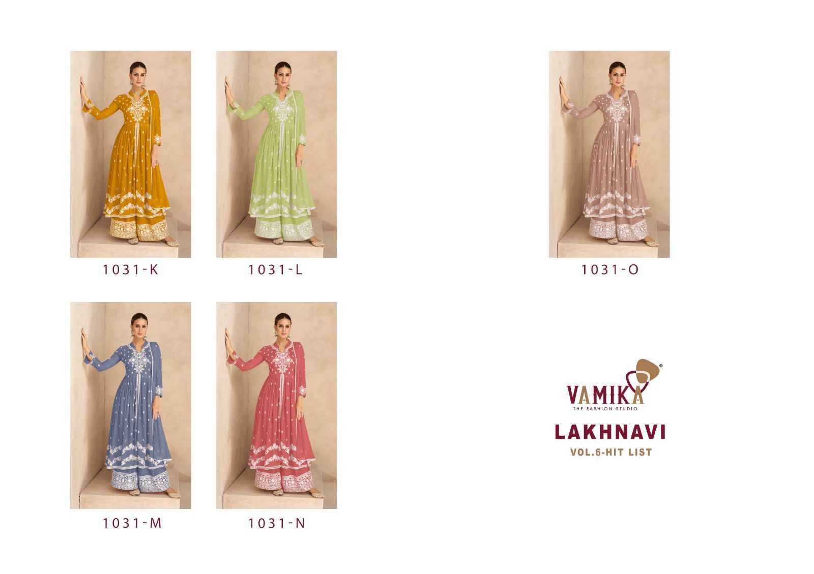 Lakhnavi Vol-6 Hit List By Vamika 1031-K To 1031-O Series Beautiful Stylish Sharara Suits Fancy Colorful Casual Wear & Ethnic Wear & Ready To Wear Pure Rayon Printed Dresses At Wholesale Price