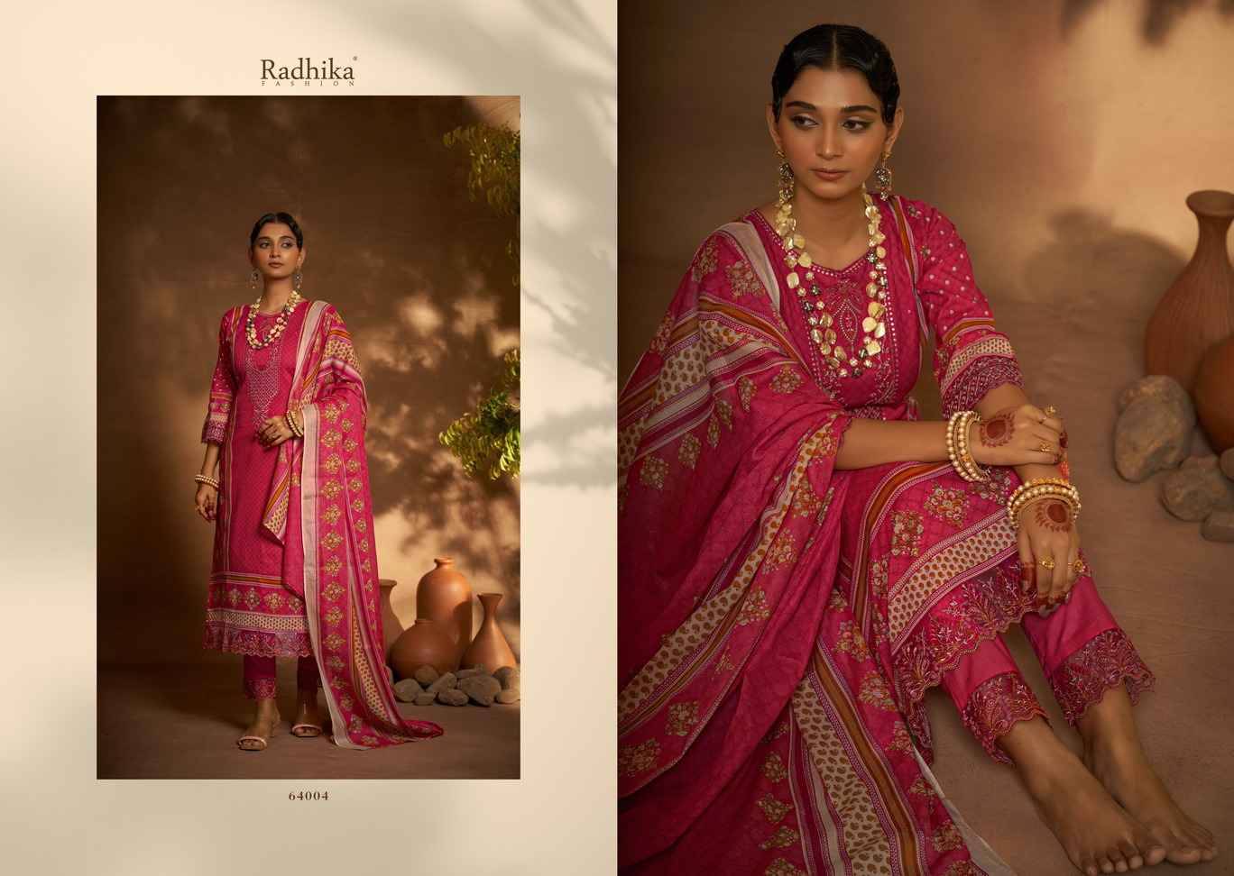 Mehndi By Radhika Fashion 64001 To 64008 Series Beautiful Stylish Festive Suits Fancy Colorful Casual Wear & Ethnic Wear & Ready To Wear Cambric Cotton Print Dresses At Wholesale Price