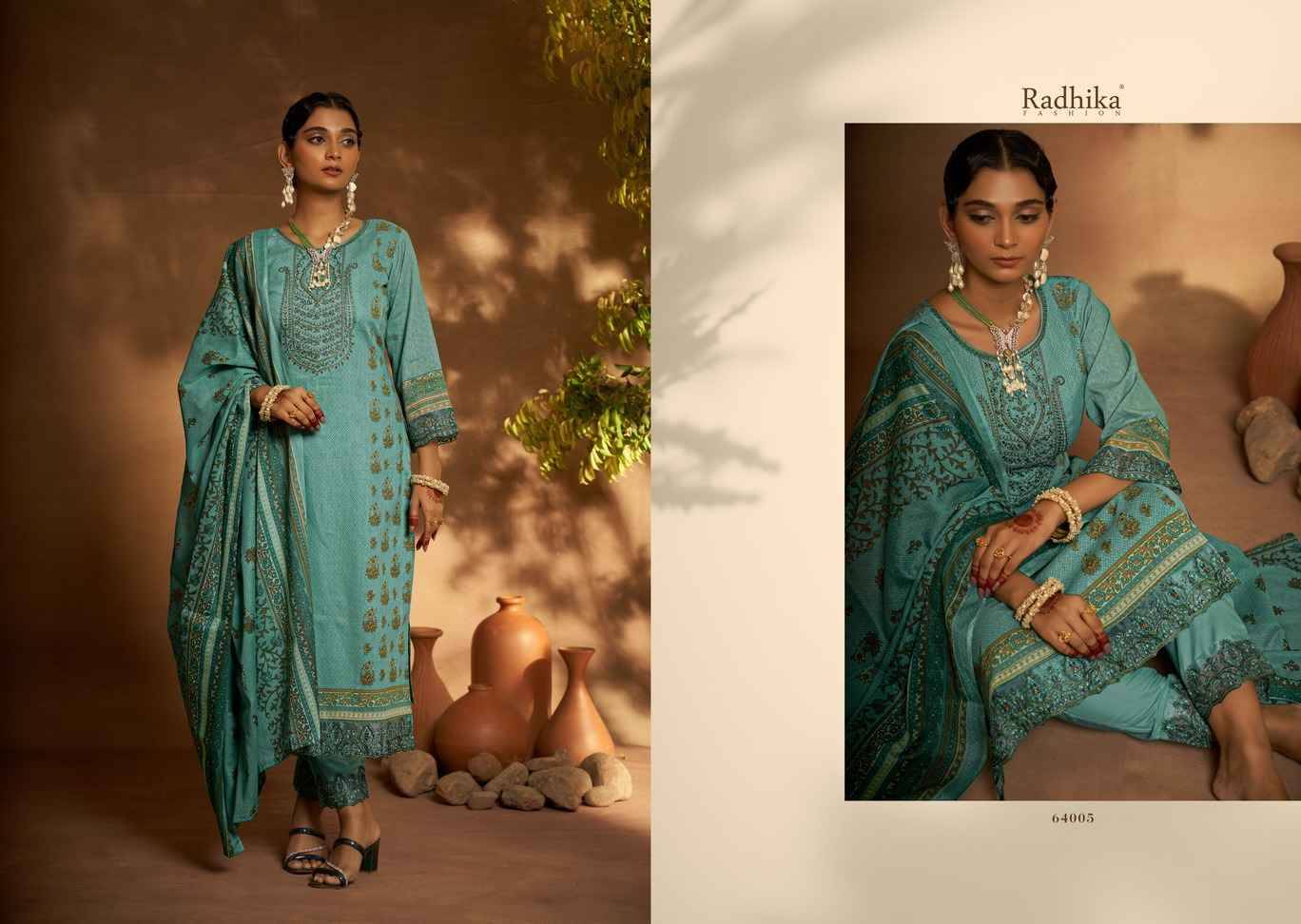 Mehndi By Radhika Fashion 64001 To 64008 Series Beautiful Stylish Festive Suits Fancy Colorful Casual Wear & Ethnic Wear & Ready To Wear Cambric Cotton Print Dresses At Wholesale Price