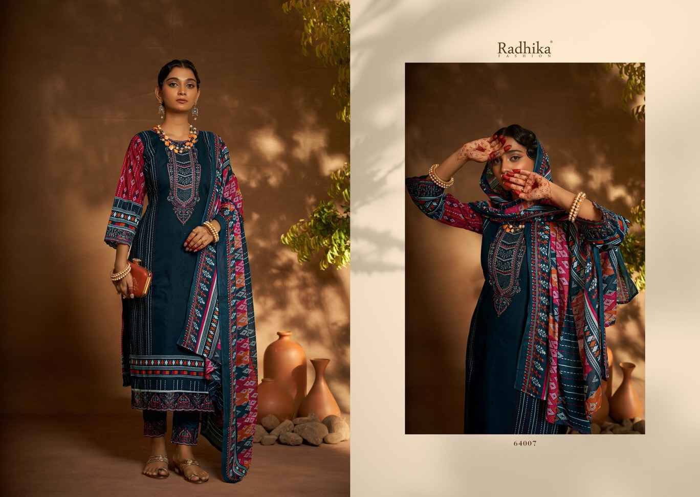 Mehndi By Radhika Fashion 64001 To 64008 Series Beautiful Stylish Festive Suits Fancy Colorful Casual Wear & Ethnic Wear & Ready To Wear Cambric Cotton Print Dresses At Wholesale Price