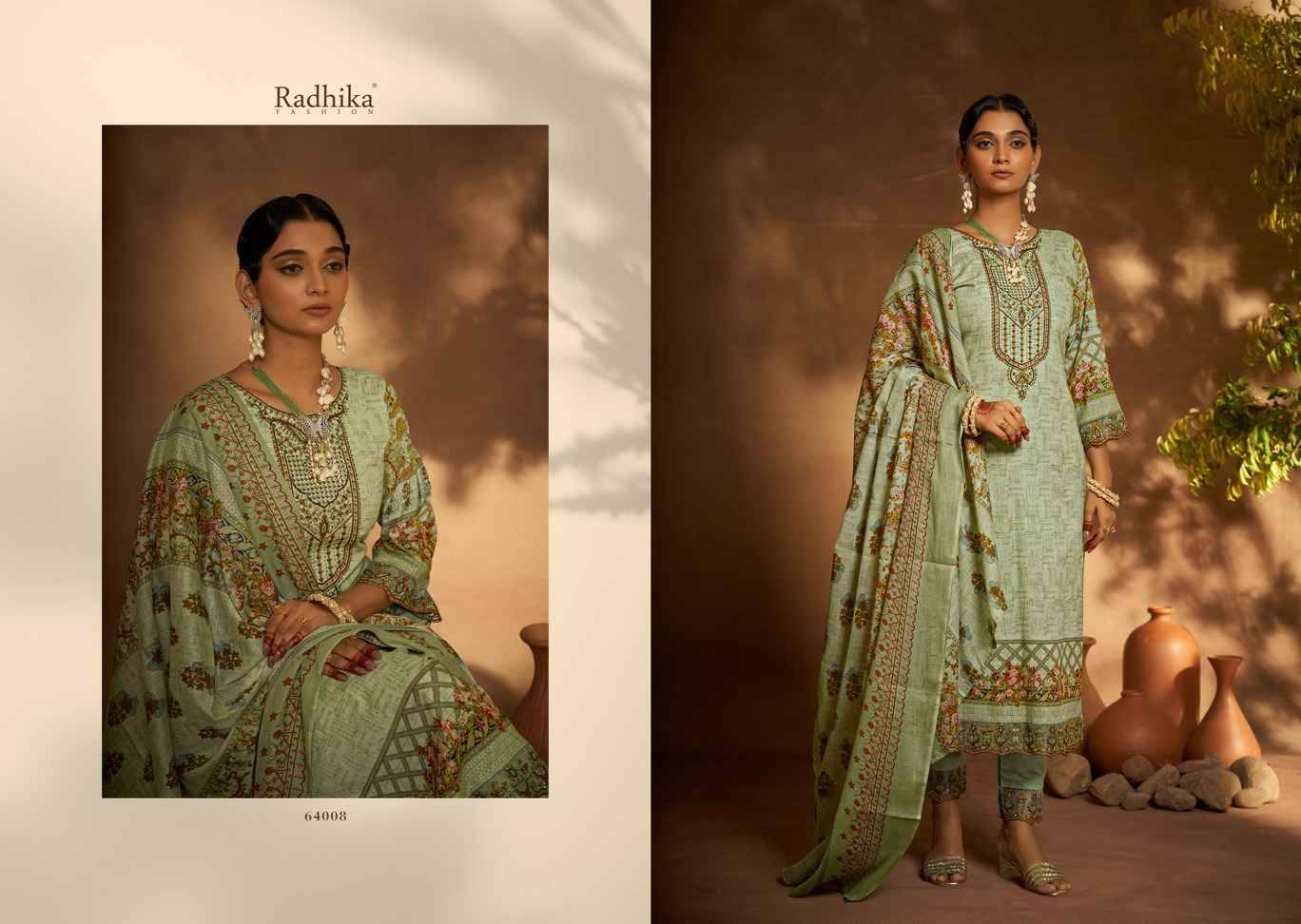 Mehndi By Radhika Fashion 64001 To 64008 Series Beautiful Stylish Festive Suits Fancy Colorful Casual Wear & Ethnic Wear & Ready To Wear Cambric Cotton Print Dresses At Wholesale Price