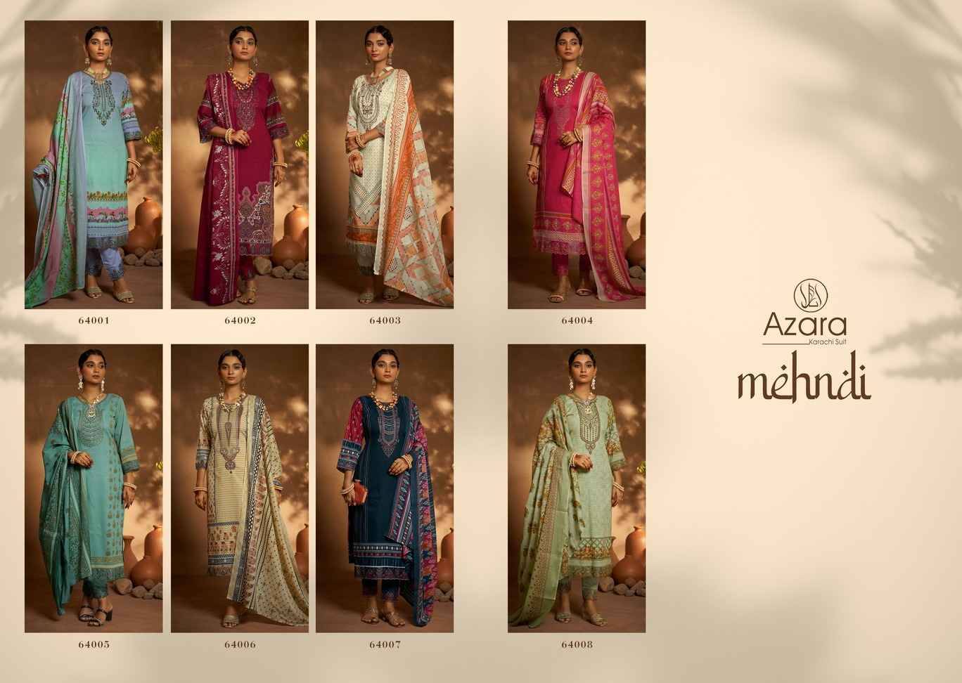 Mehndi By Radhika Fashion 64001 To 64008 Series Beautiful Stylish Festive Suits Fancy Colorful Casual Wear & Ethnic Wear & Ready To Wear Cambric Cotton Print Dresses At Wholesale Price