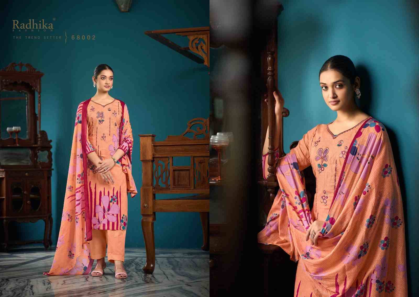 Meera By Radhika Fashion 68001 To 68008 Series Beautiful Festive Suits Stylish Fancy Colorful Casual Wear & Ethnic Wear Cambric Cotton Print Dresses At Wholesale Price