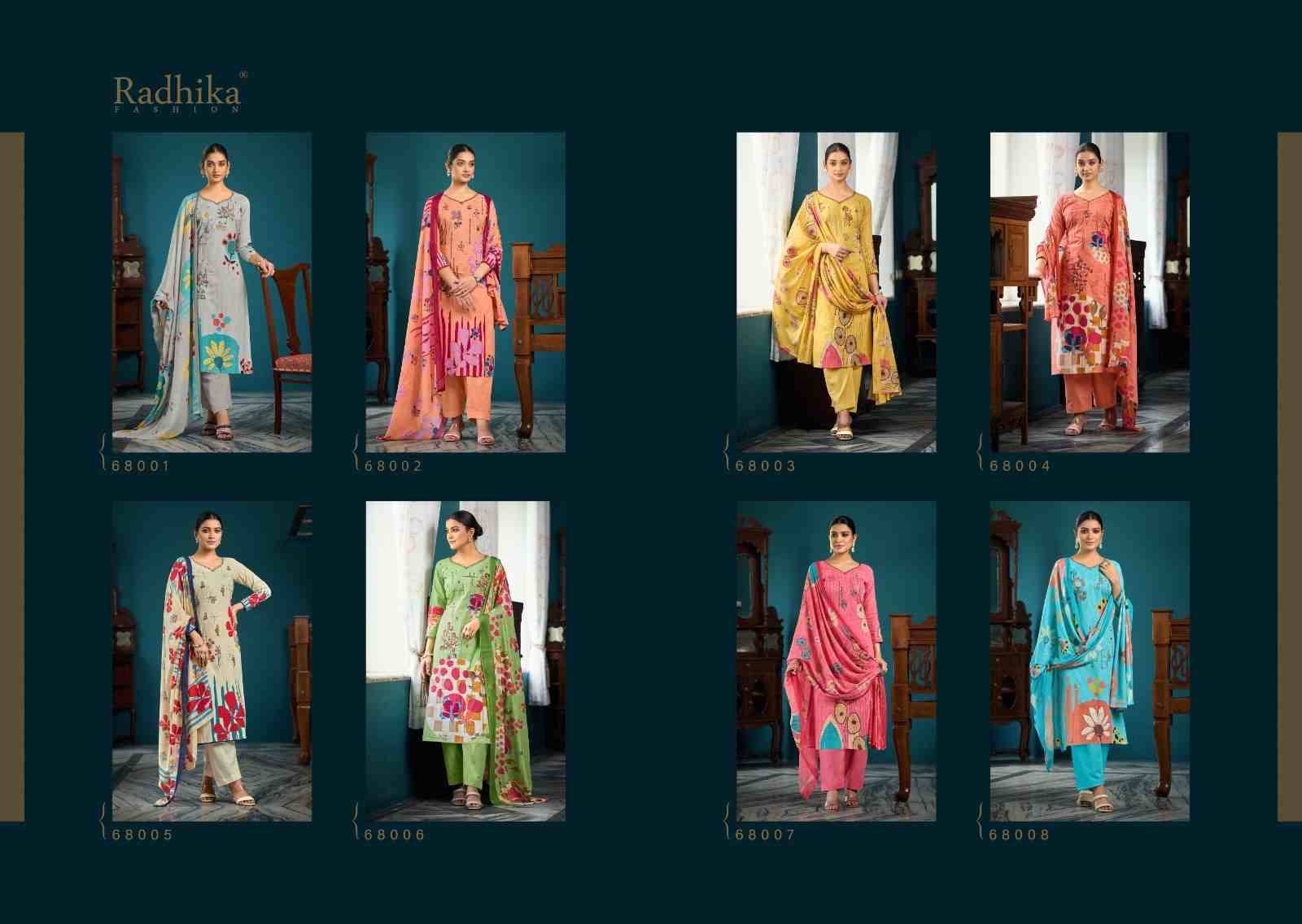 Meera By Radhika Fashion 68001 To 68008 Series Beautiful Festive Suits Stylish Fancy Colorful Casual Wear & Ethnic Wear Cambric Cotton Print Dresses At Wholesale Price