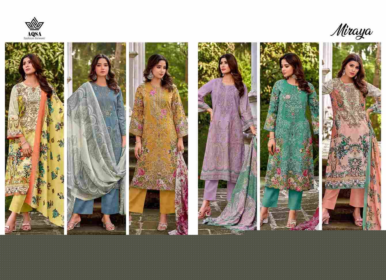 Miraya By Aqsa 1001 To 1006 Series Beautiful Stylish Festive Suits Fancy Colorful Casual Wear & Ethnic Wear & Ready To Wear Pure Cambric Cotton Print Dresses At Wholesale Price