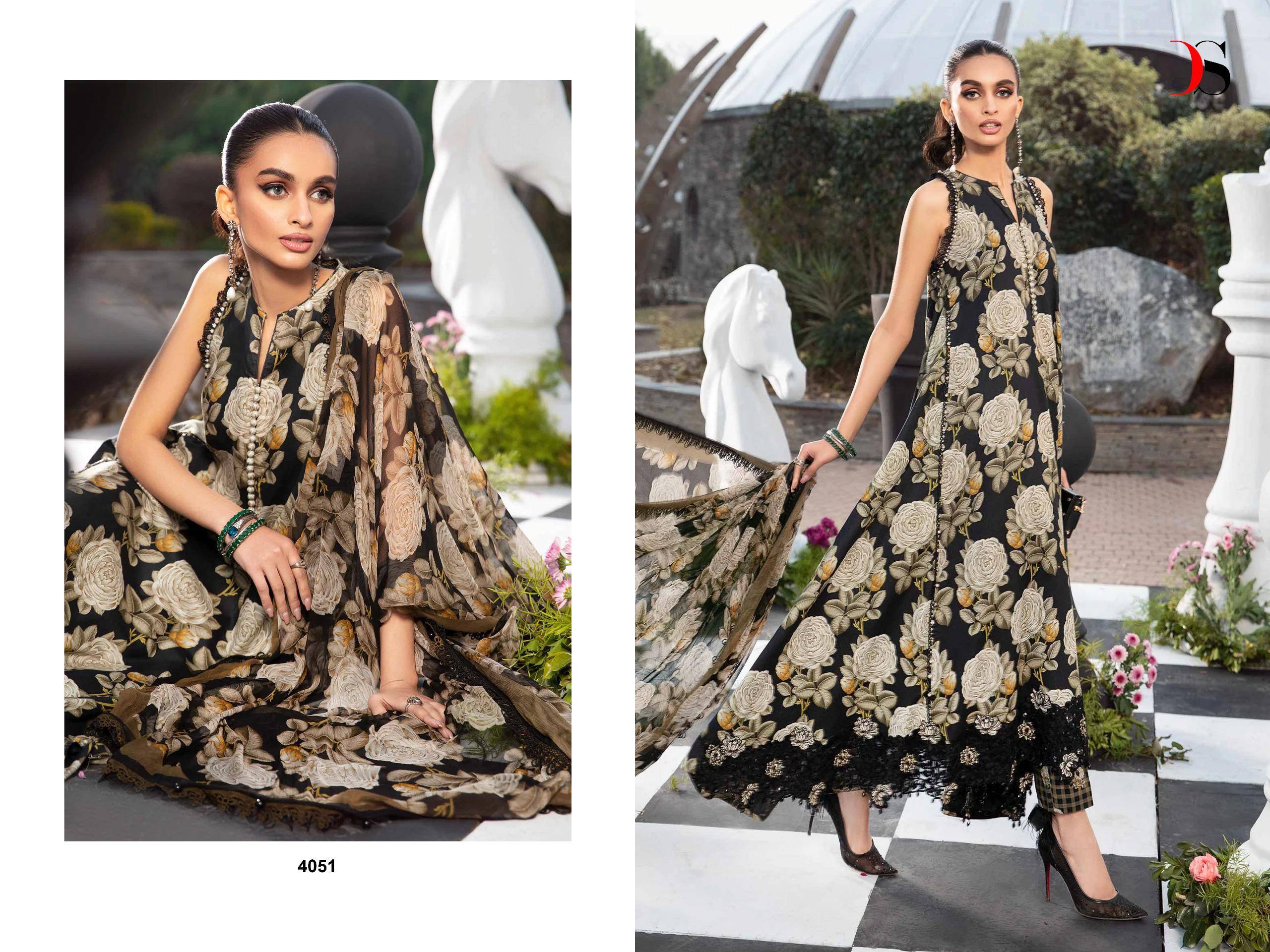 Maria.B. Mprints-24 By Deepsy Suits 4051 To 4058 Series Designer Pakistani Suits Beautiful Stylish Fancy Colorful Party Wear & Occasional Wear Pure Cotton Dresses At Wholesale Price