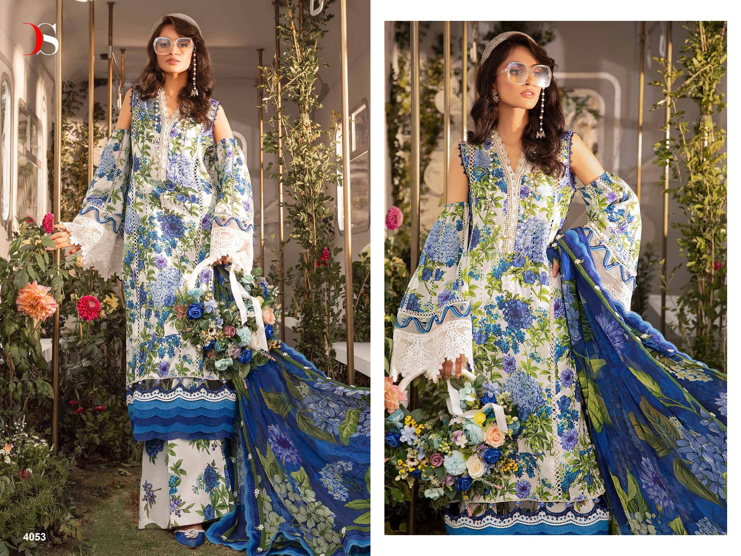 Maria.B. Mprints-24 By Deepsy Suits 4051 To 4058 Series Designer Pakistani Suits Beautiful Stylish Fancy Colorful Party Wear & Occasional Wear Pure Cotton Dresses At Wholesale Price