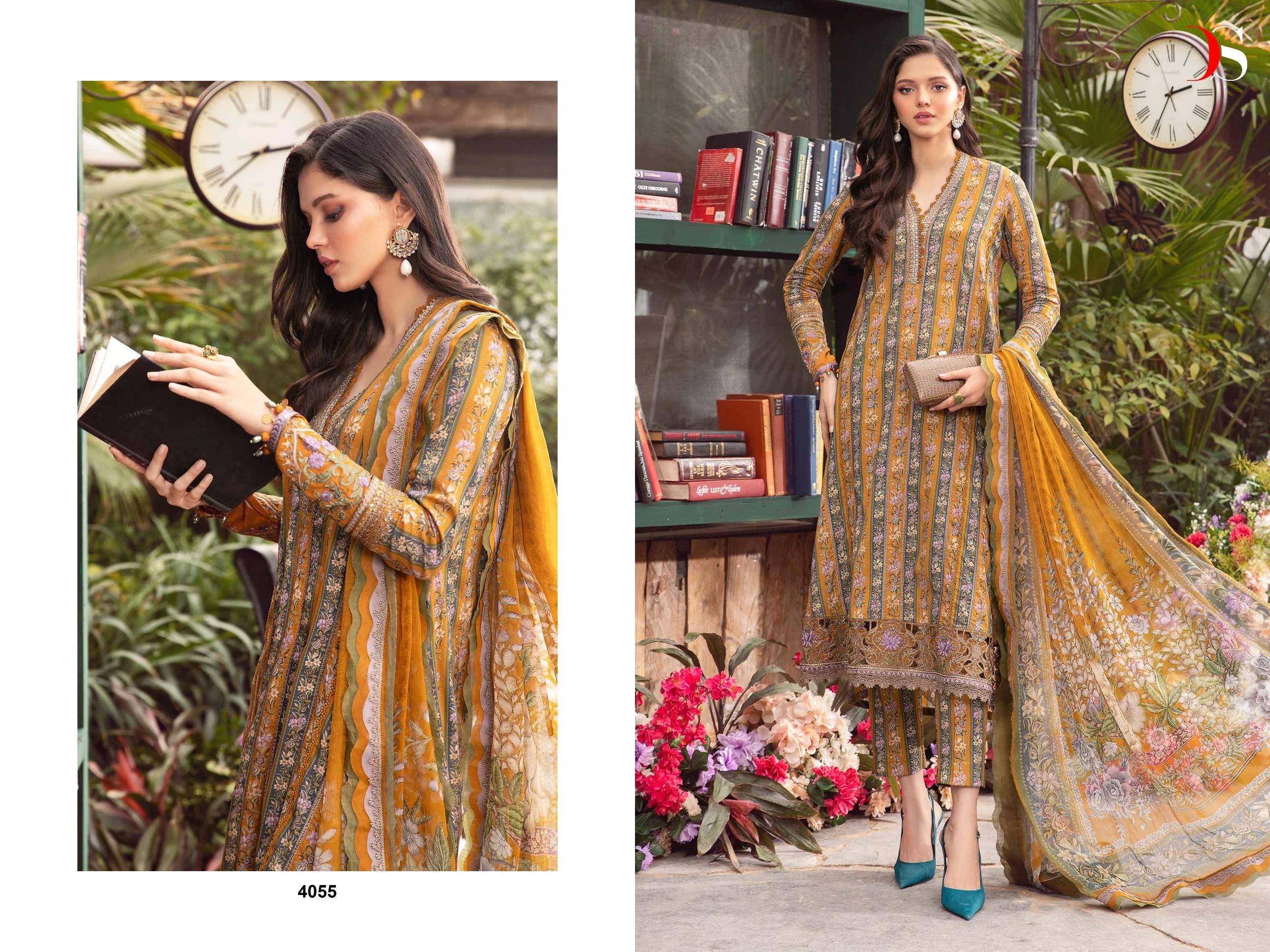 Maria.B. Mprints-24 By Deepsy Suits 4051 To 4058 Series Designer Pakistani Suits Beautiful Stylish Fancy Colorful Party Wear & Occasional Wear Pure Cotton Dresses At Wholesale Price