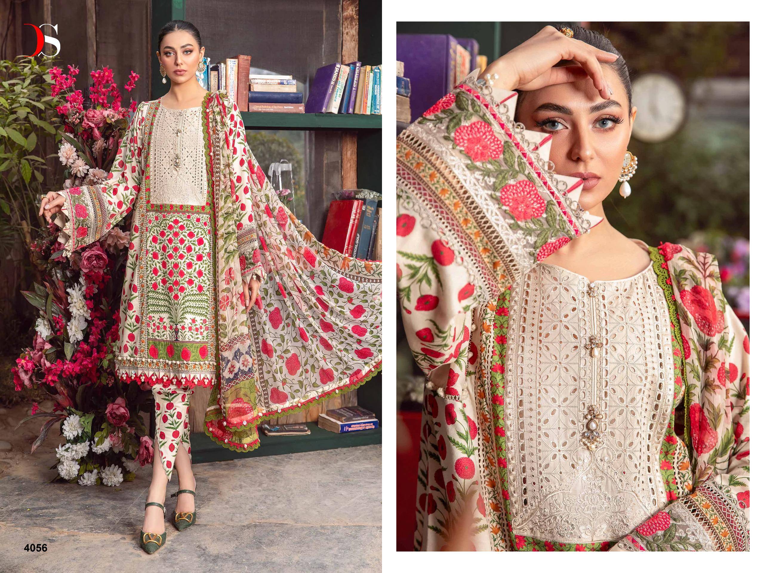 Maria.B. Mprints-24 By Deepsy Suits 4051 To 4058 Series Designer Pakistani Suits Beautiful Stylish Fancy Colorful Party Wear & Occasional Wear Pure Cotton Dresses At Wholesale Price