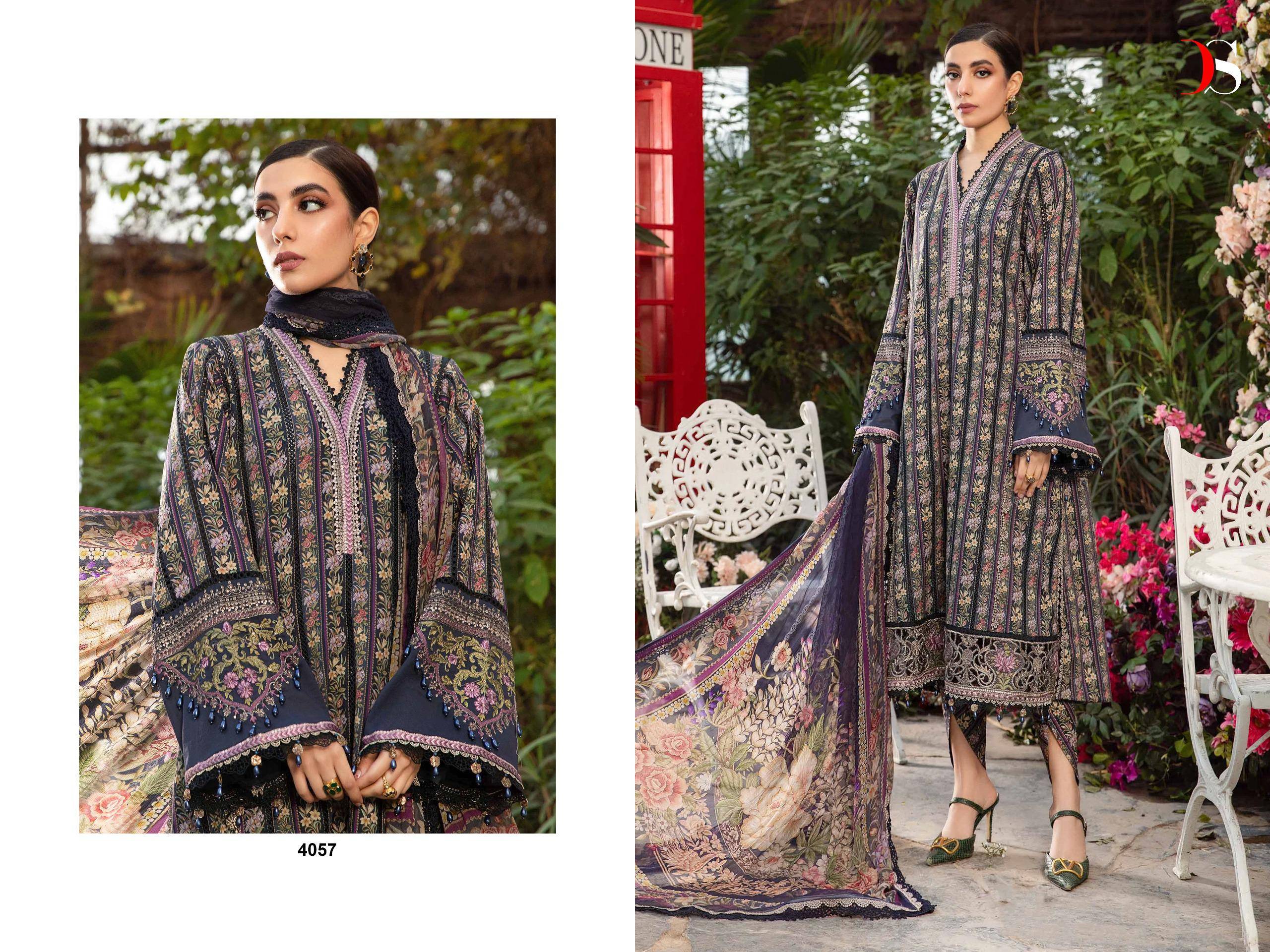 Maria.B. Mprints-24 By Deepsy Suits 4051 To 4058 Series Designer Pakistani Suits Beautiful Stylish Fancy Colorful Party Wear & Occasional Wear Pure Cotton Dresses At Wholesale Price