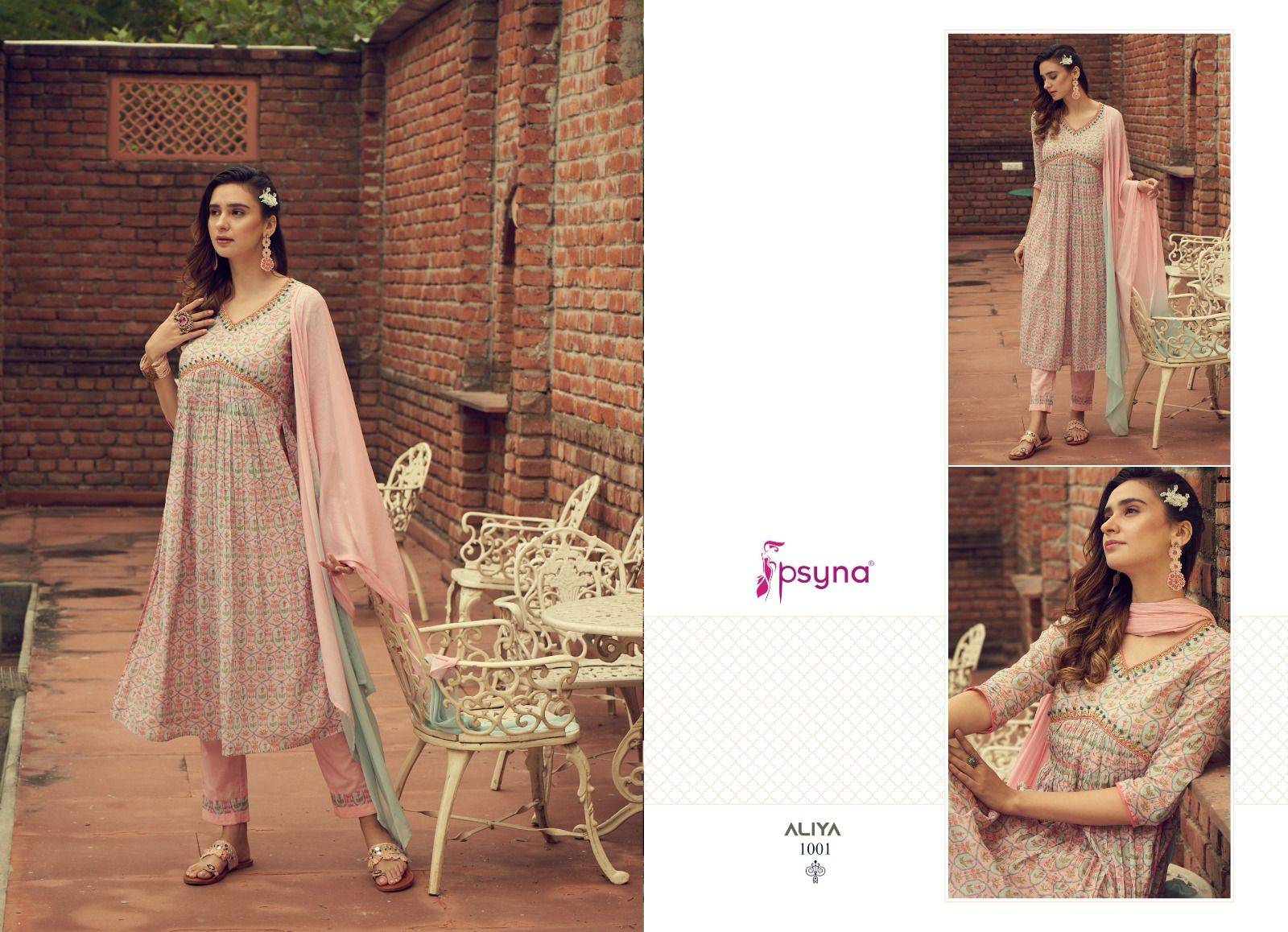 Aliya By Psyna 1001 To 1008 Series Beautiful Festive Suits Colorful Stylish Fancy Casual Wear & Ethnic Wear Cambric Cotton Dresses At Wholesale Price
