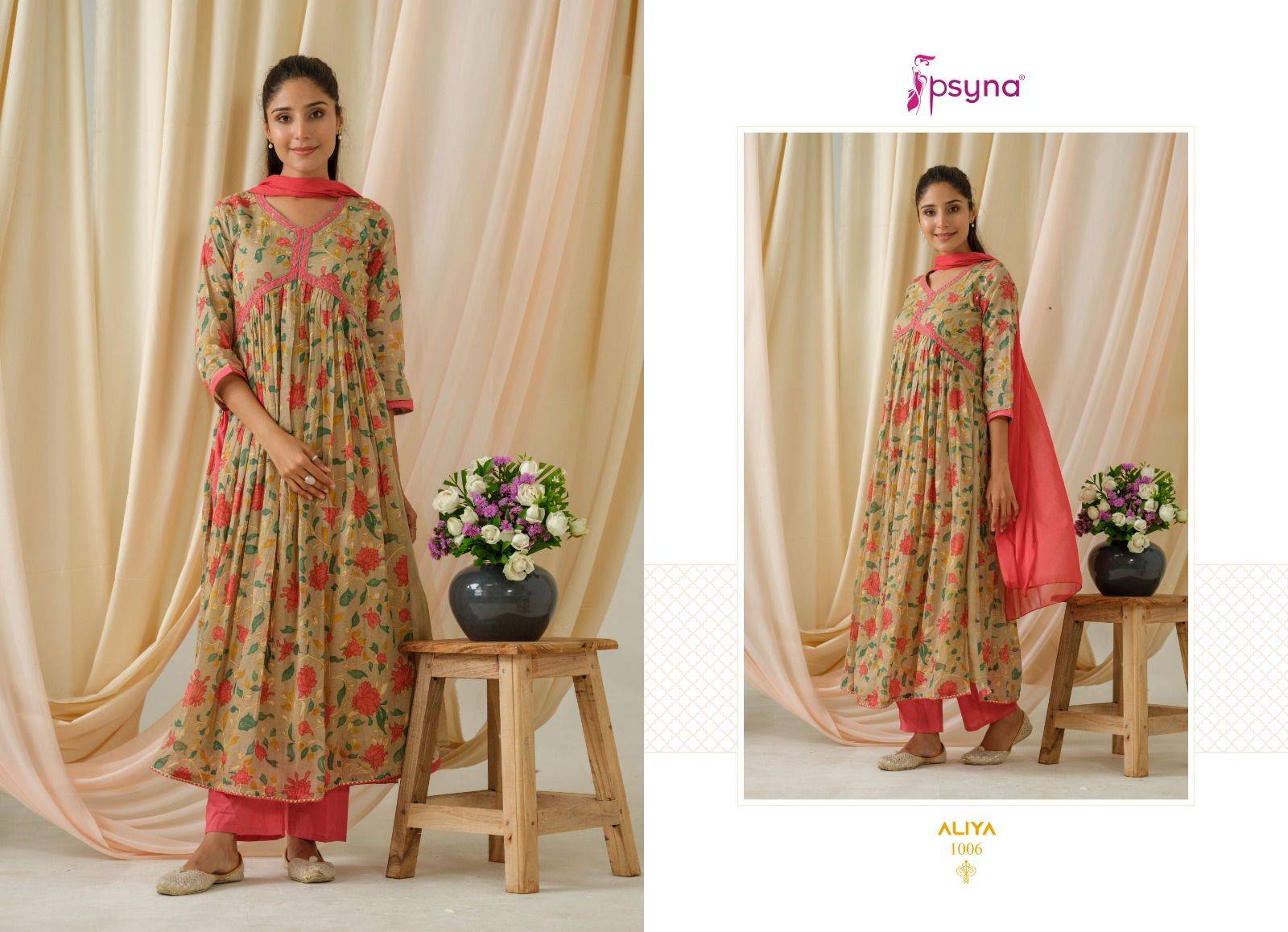 Aliya By Psyna 1001 To 1008 Series Beautiful Festive Suits Colorful Stylish Fancy Casual Wear & Ethnic Wear Cambric Cotton Dresses At Wholesale Price